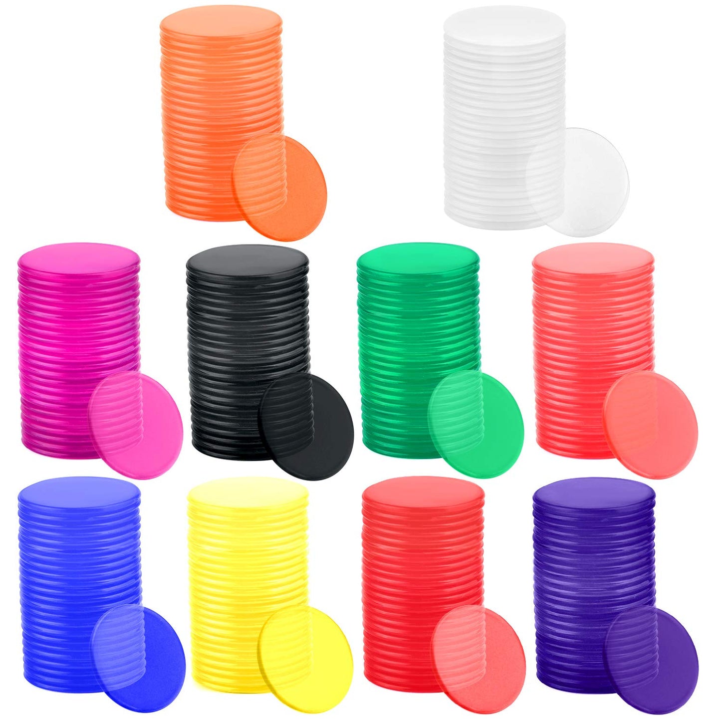 Coopay 300-Piece 10-Color Plastic Learning Counters | 1-Inch Bingo Chips