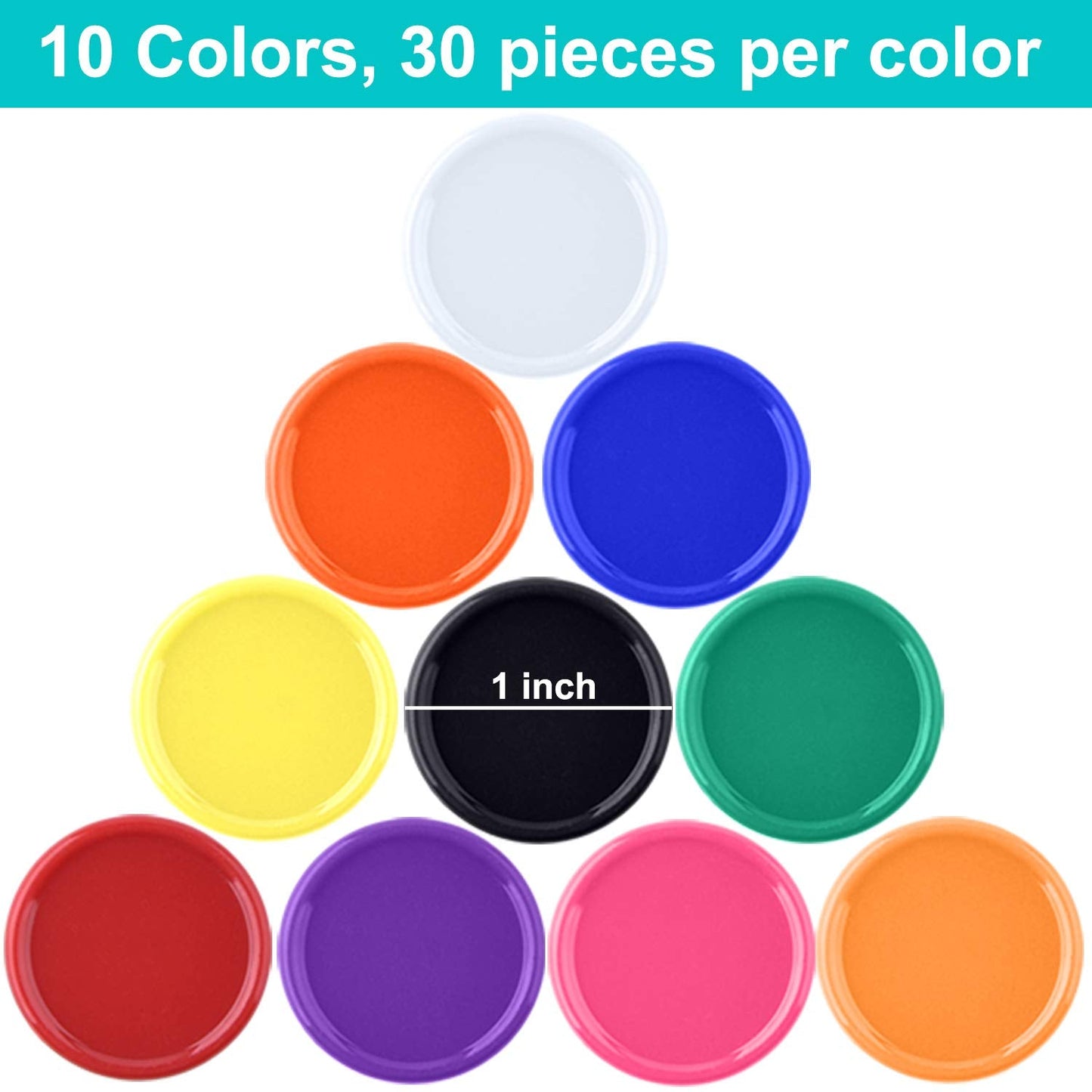 Coopay 300-Piece 10-Color Bingo Chips Bulk | 1-Inch Plastic Game Tokens for Math Practice