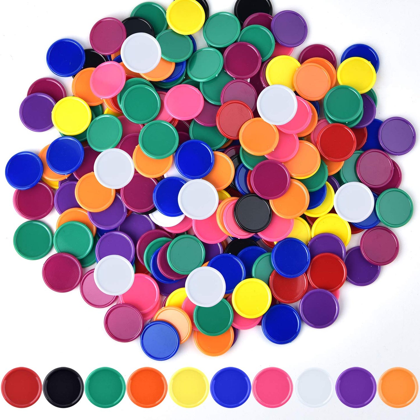 Coopay 300-Piece 10-Color Bingo Chips Bulk | 1-Inch Plastic Game Tokens for Math Practice