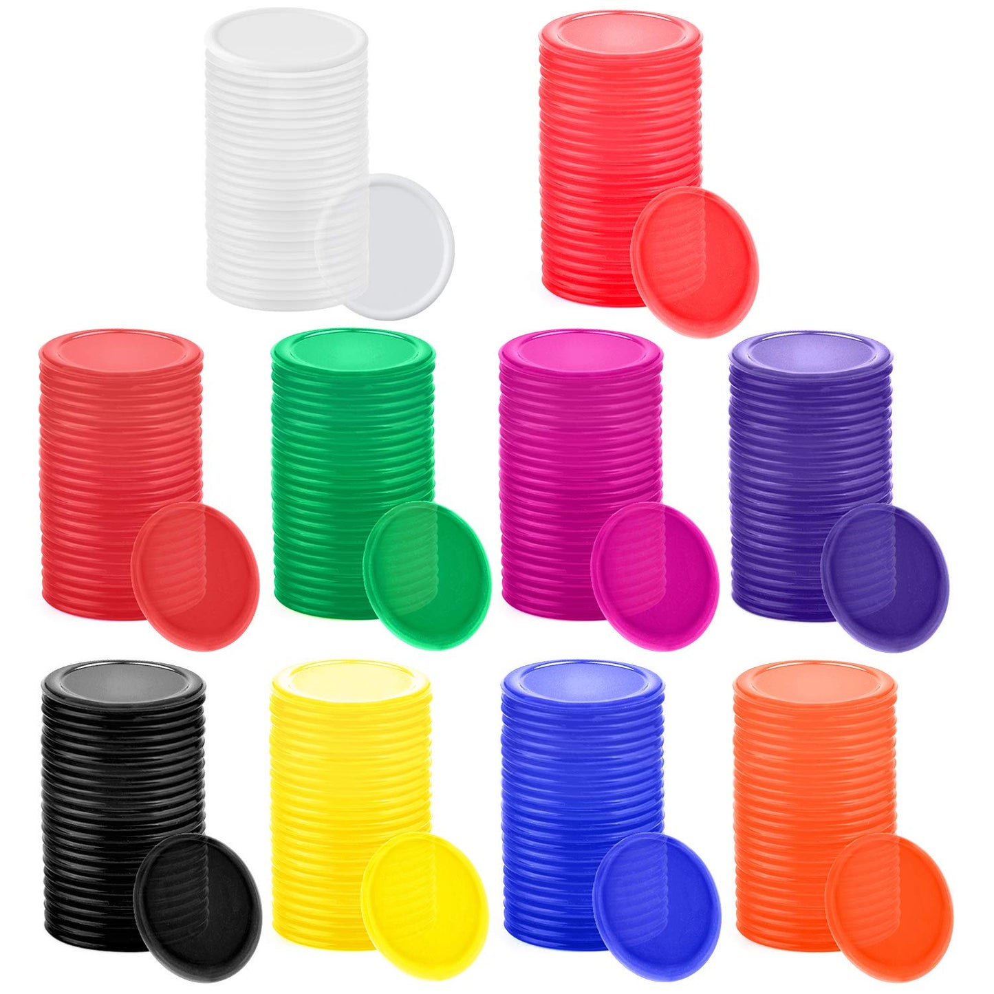 Coopay 300-Piece 10-Color Bingo Chips Bulk | 1-Inch Plastic Game Tokens for Math Practice