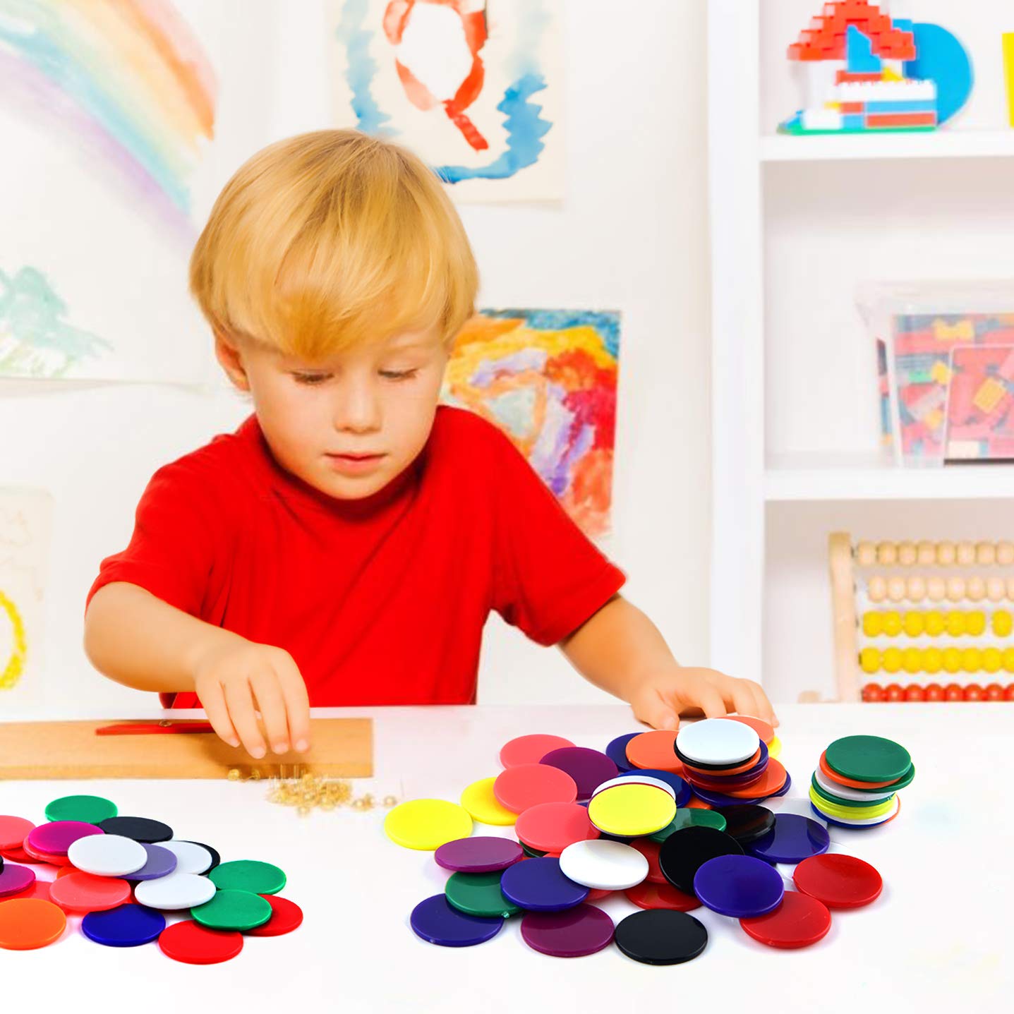 Coopay 300-Piece 10-Color Plastic Learning Counters | 1-Inch Bingo Chips