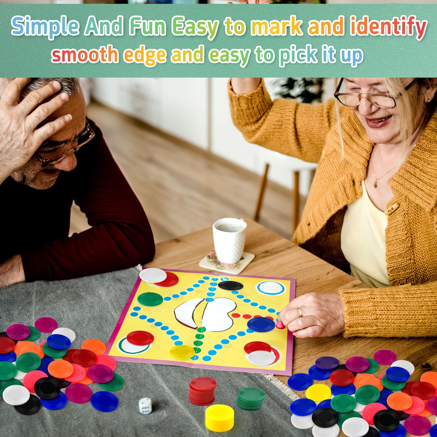 Coopay 1000-Piece Multi-Color Plastic Poker Chips — 1 Inch Bingo Counters for Math Practice & Classroom Activities