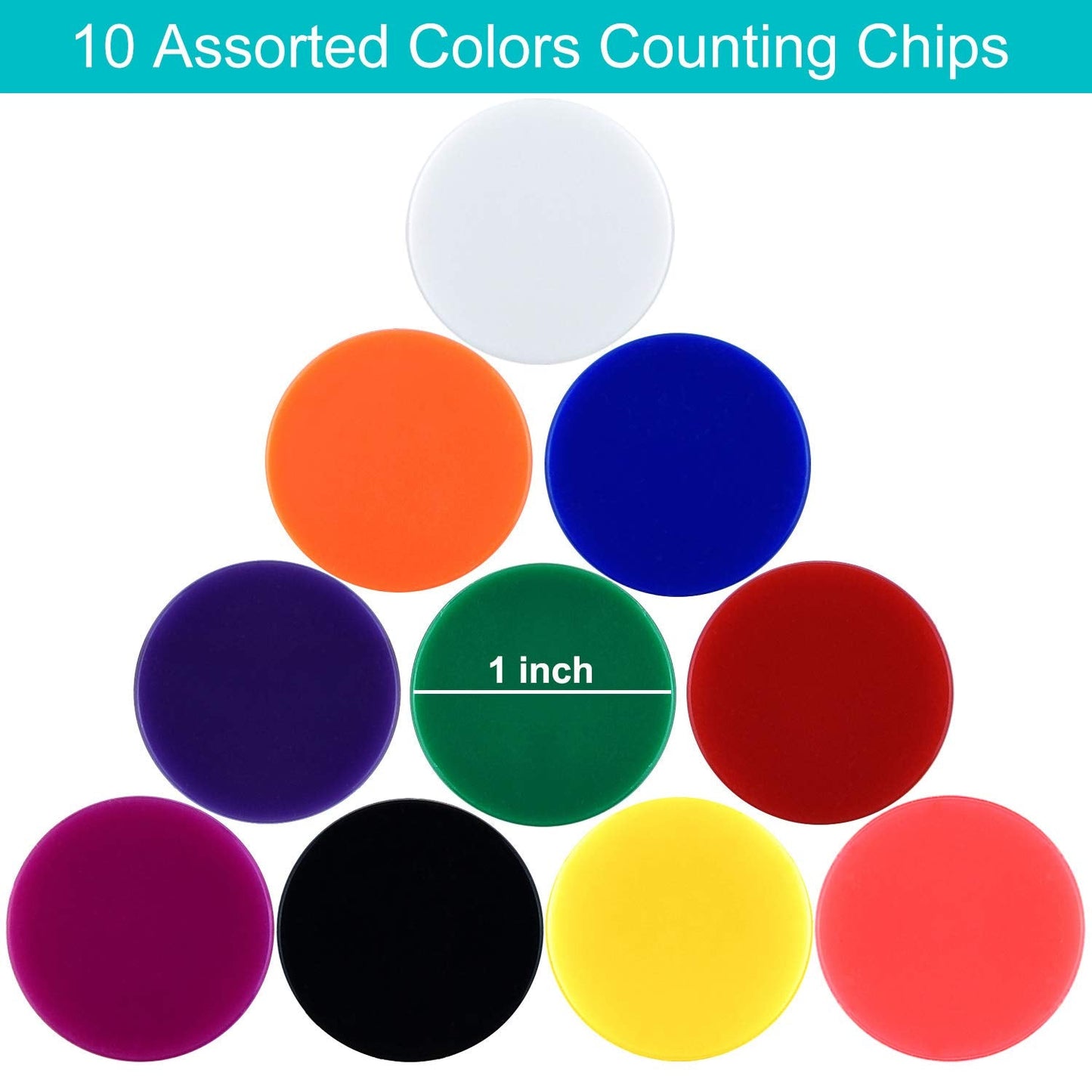 Coopay 300-Piece 10-Color Plastic Learning Counters | 1-Inch Bingo Chips