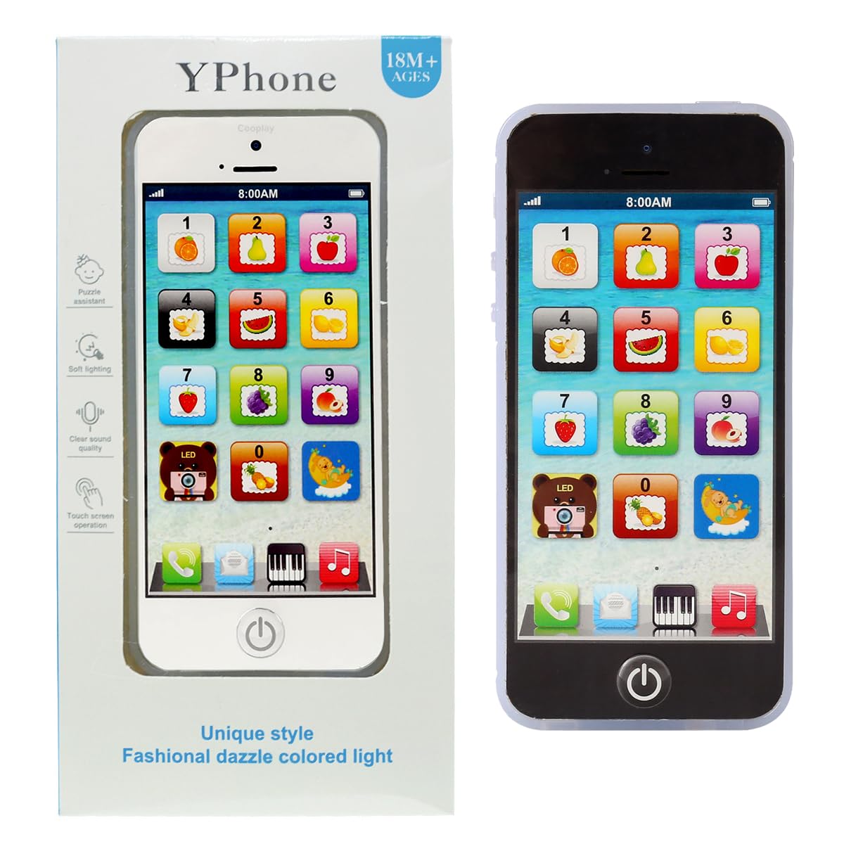 Cooplay Learning Smart Phone Toy – USB-C Rechargeable Toddler Phone with Lullabies