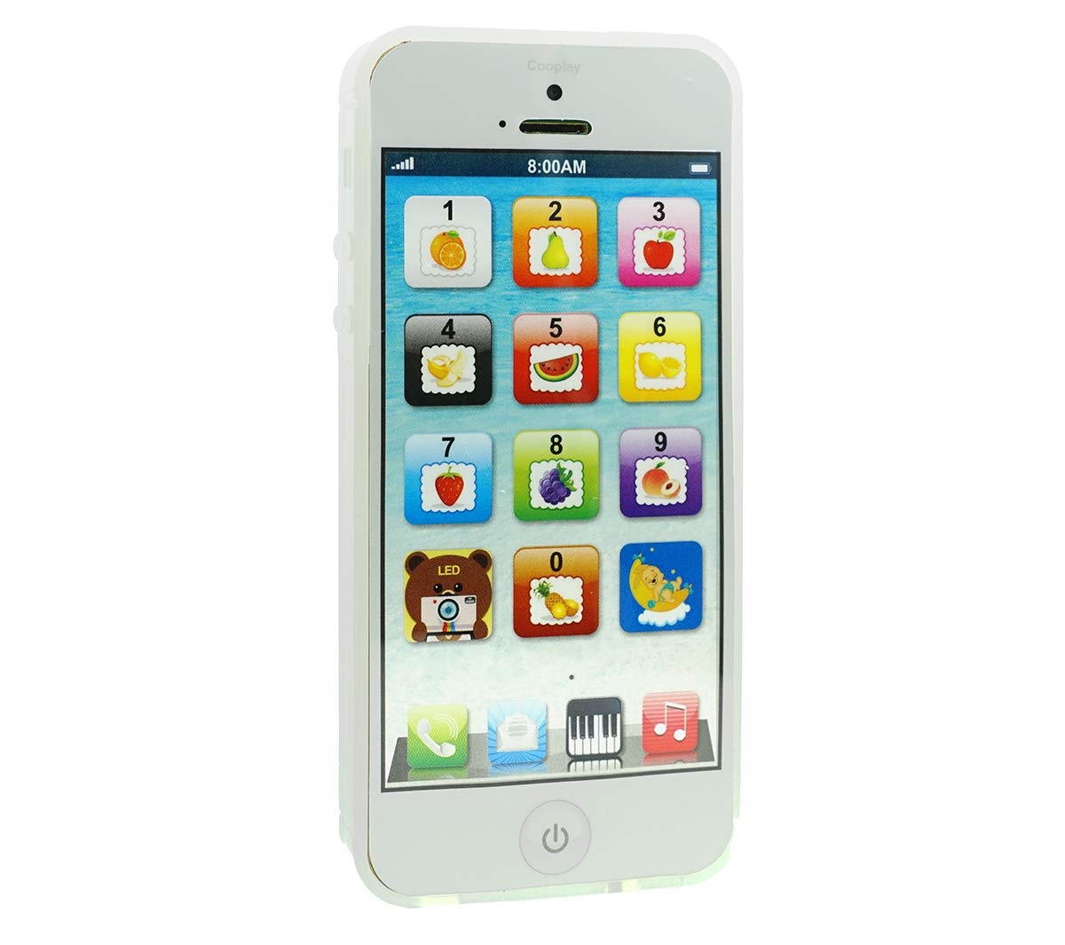 Cooplay White YPhone Toy – Music & Language Learning Phone for Toddlers
