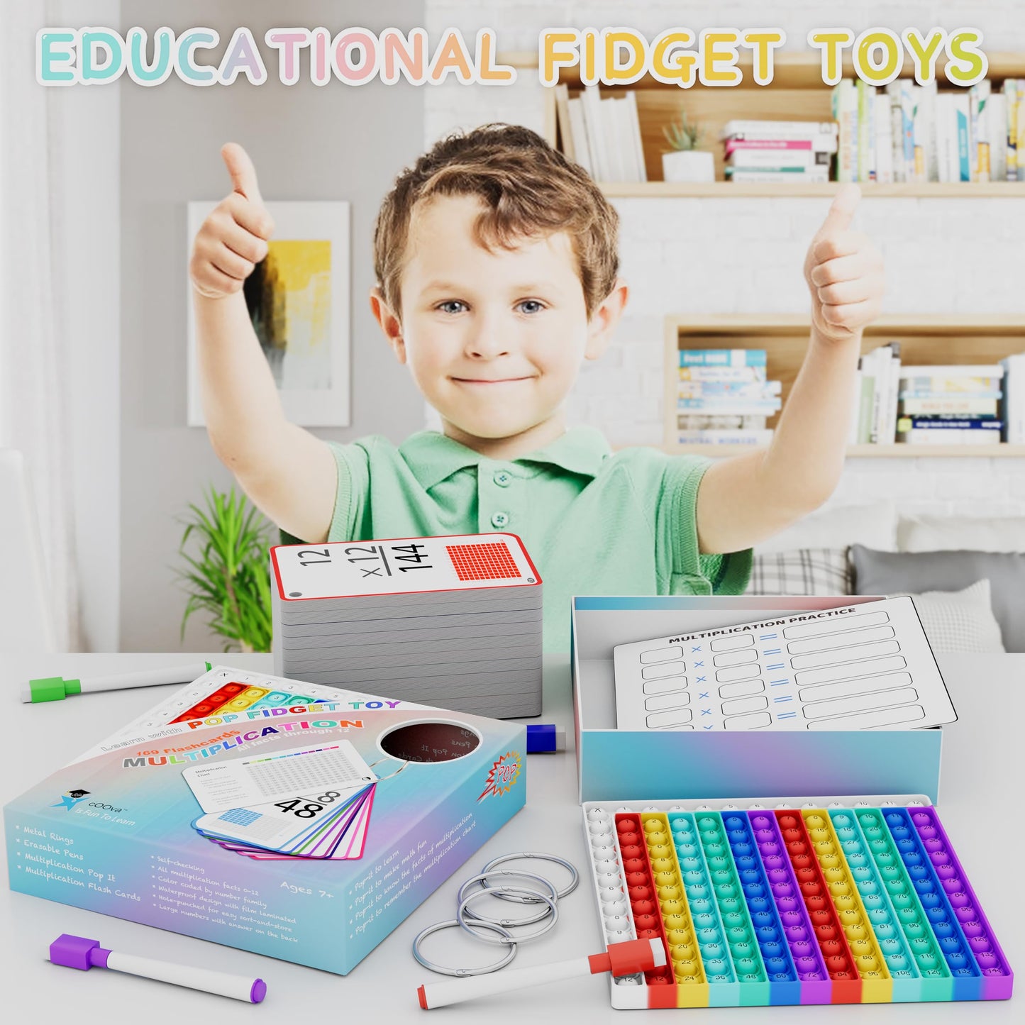 COOVA Multiplication Flash Cards + Chart | Durable, Reusable Math Facts for 3rd–6th Grade