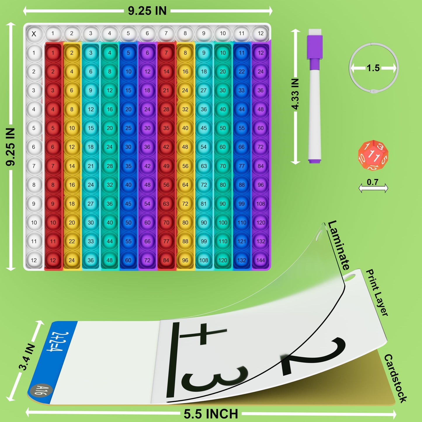 COOVA Math Games for Kids – Pop It Flash Cards for Addition, Subtraction, Multiplication & Division