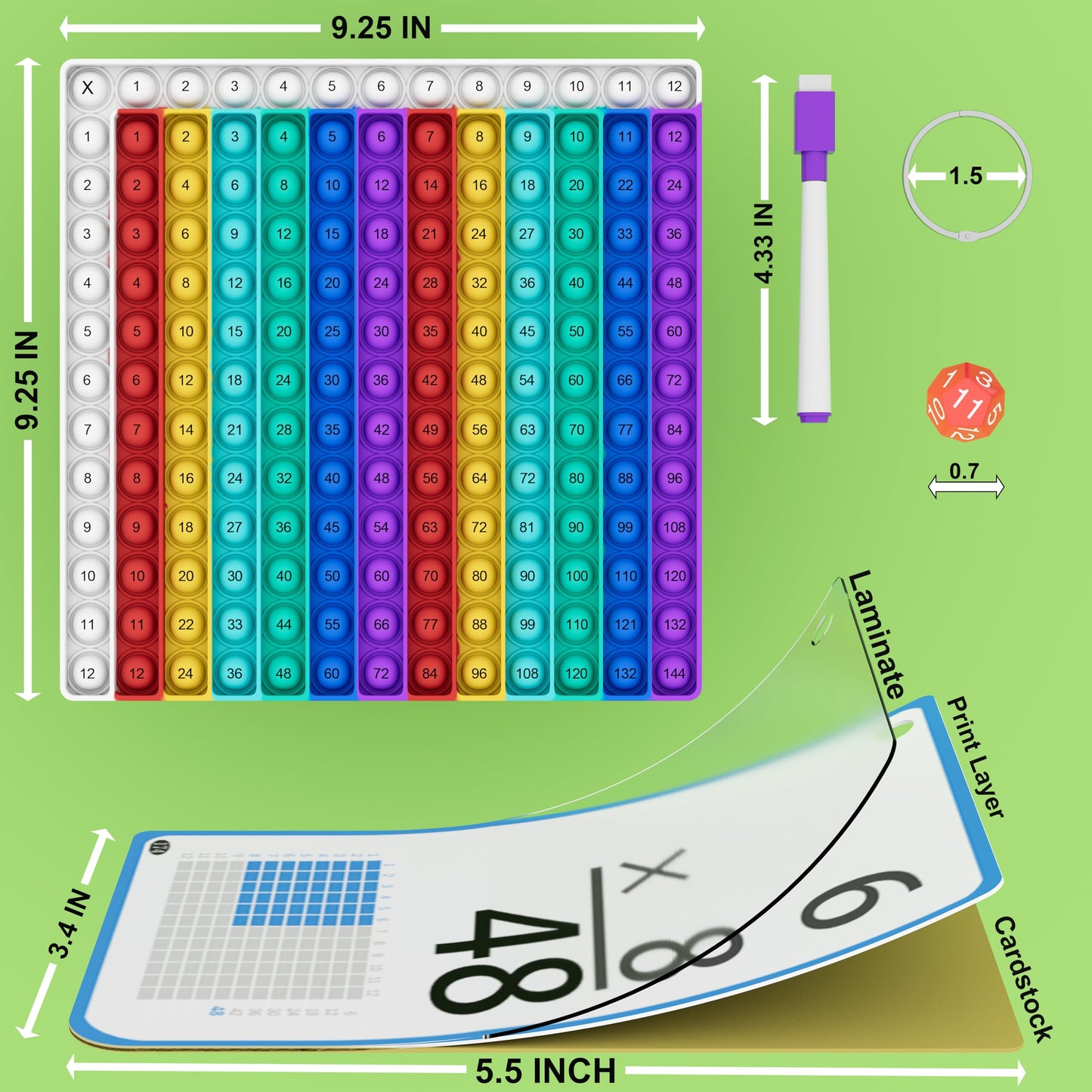 COOVA Multiplication Flash Cards + Chart | Durable, Reusable Math Facts for 3rd–6th Grade