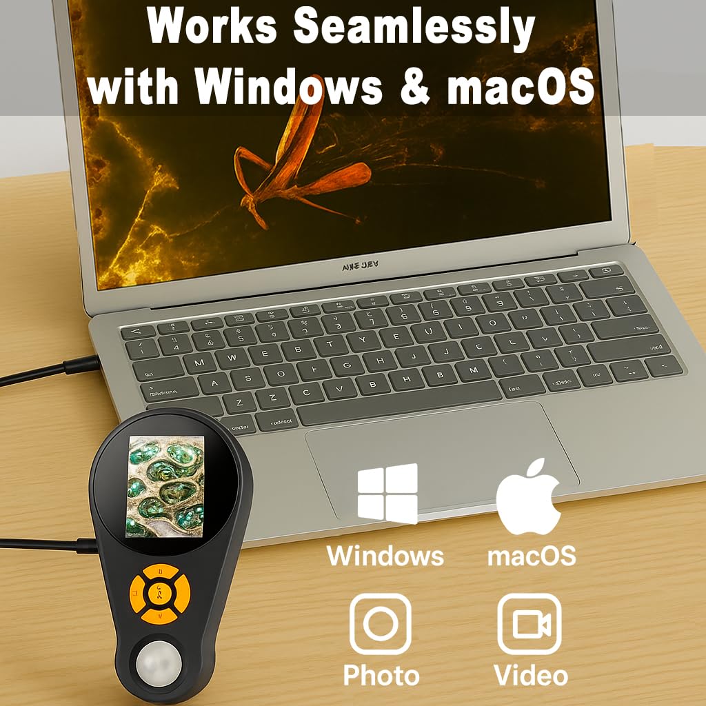 COOVIE Magnifying Glass with Light Digital Microscope — 500x, 2-Inch IPS Screen, USB-C