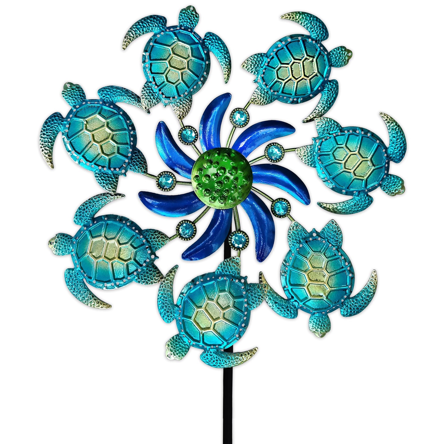 COOZZYHOUR 39-inch Sea Turtle Wind Spinner Stake – Metal Garden Decor for Patio, Lawn & Garden