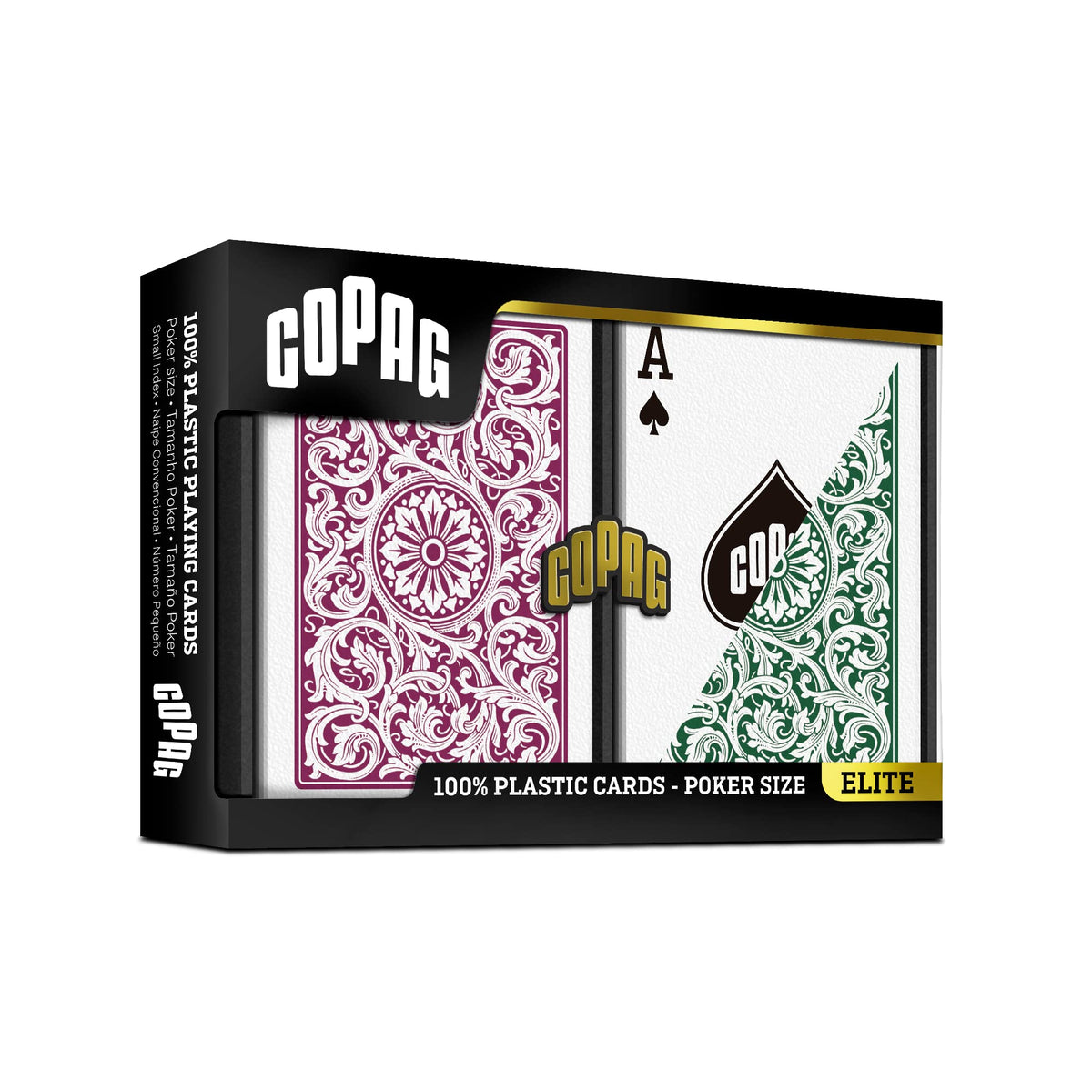 Copag 1546 Design 100% Plastic Playing Cards – Poker Size (Standard) Green/Burgundy | Durable, Washable Deck