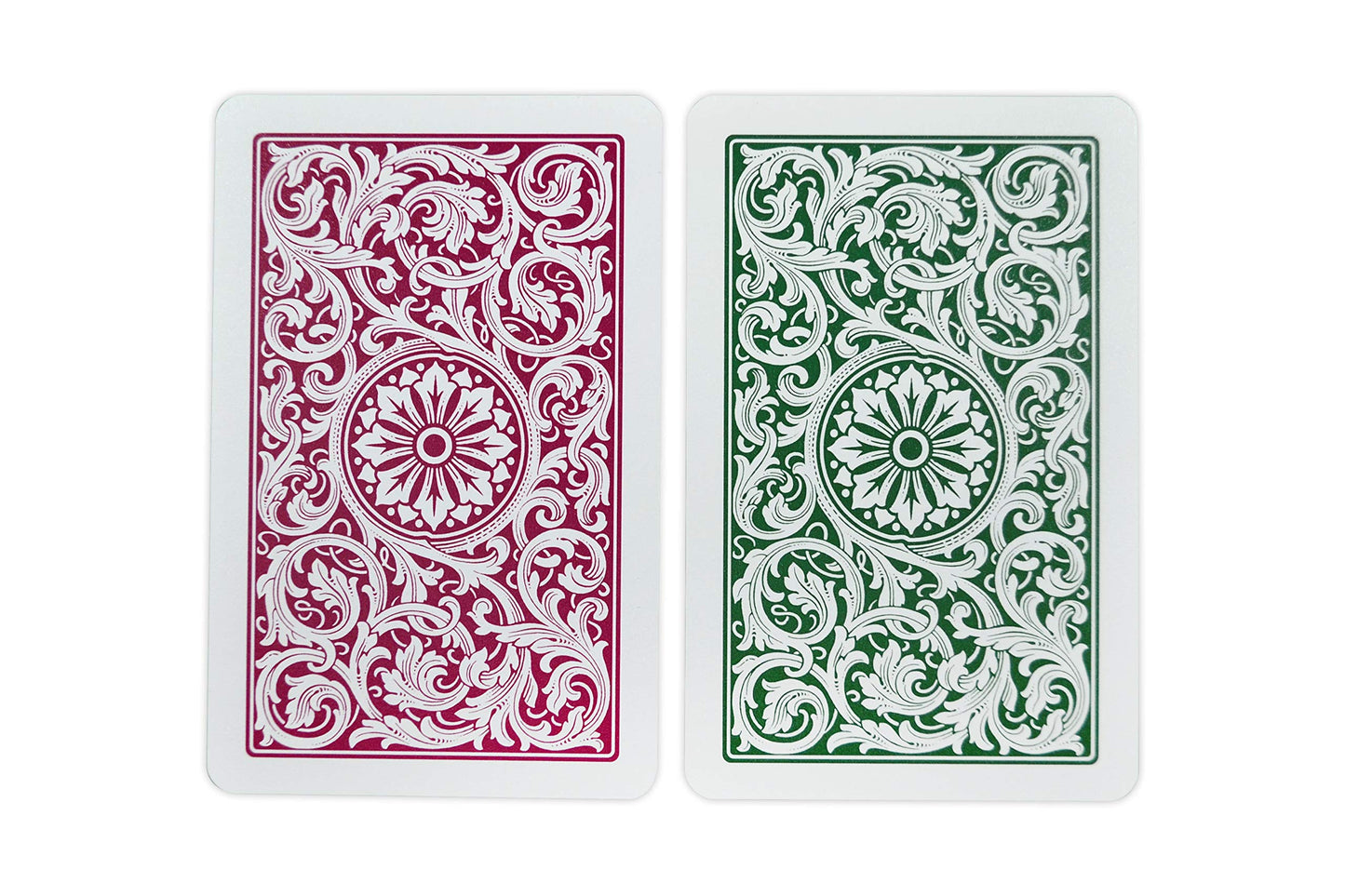 Copag 1546 Design – 100% Plastic Playing Cards, Bridge Size (Narrow) Green/Burgundy