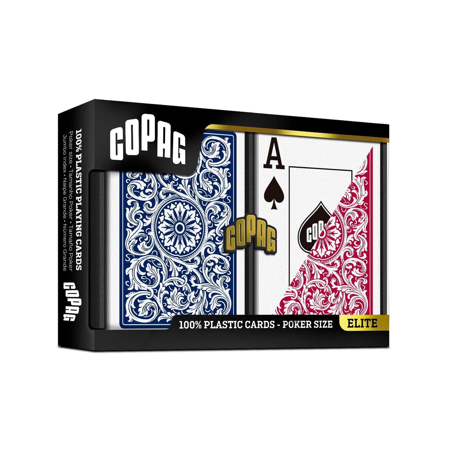 Copag 1546 100% Plastic Playing Cards – Poker Size, Jumbo Index (Red/Blue)