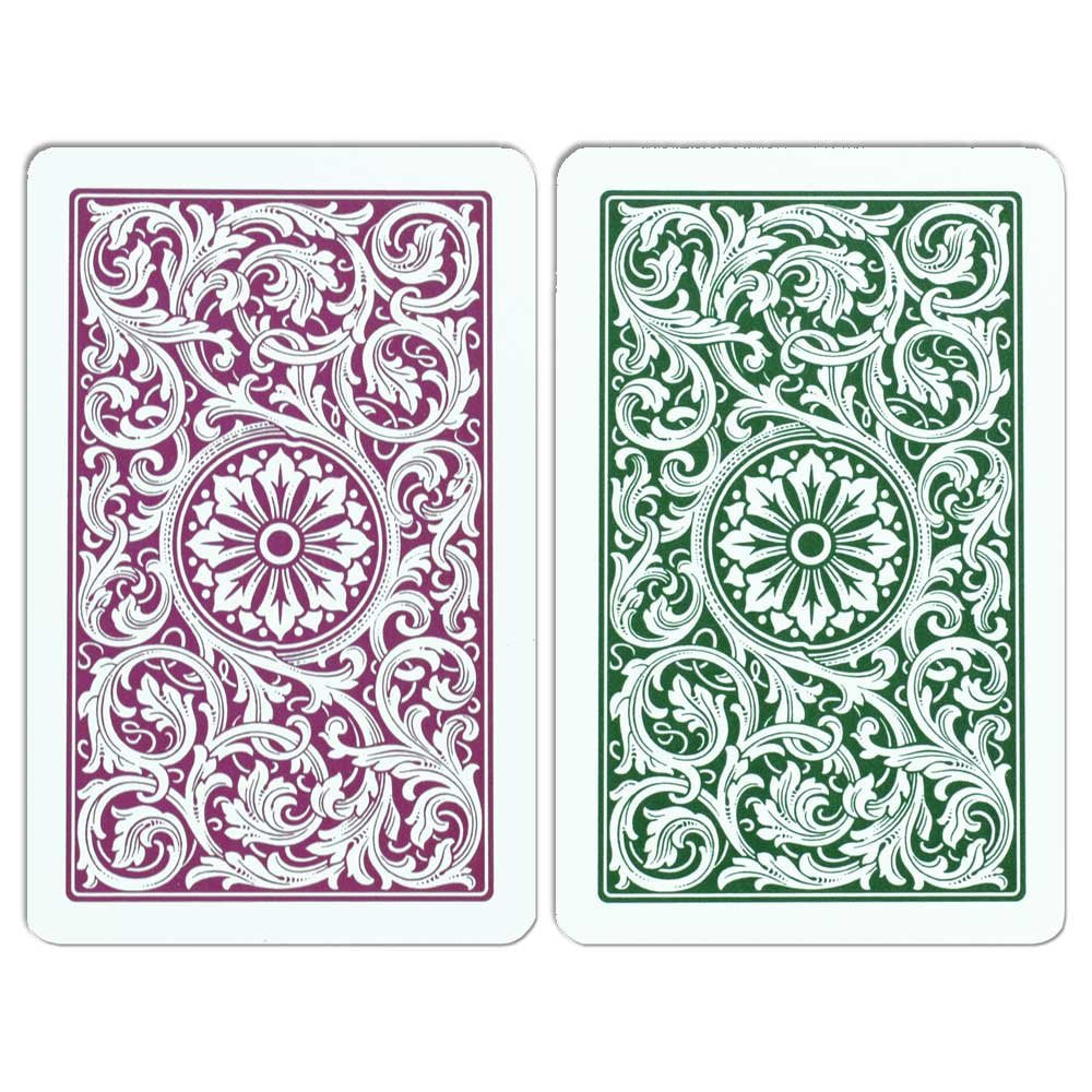 Copag 1546 Design 100% Plastic Bridge Cards – Narrow Green/Burgundy (Jumbo Index)