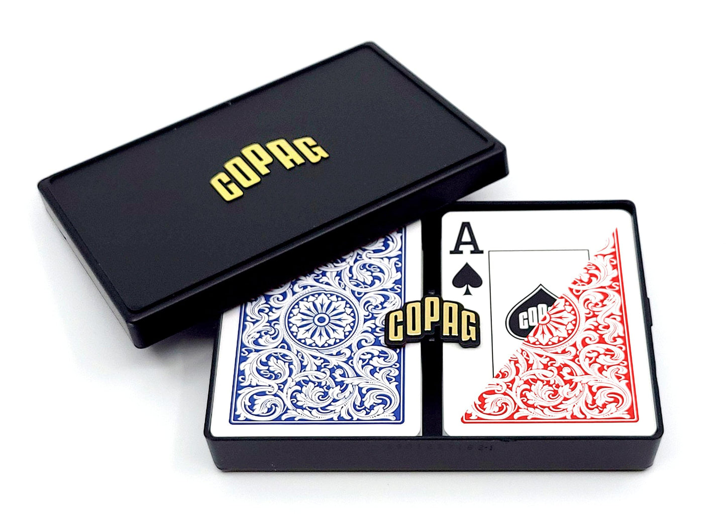 Copag 1546 100% Plastic Playing Cards – Poker Size, Jumbo Index (Red/Blue)