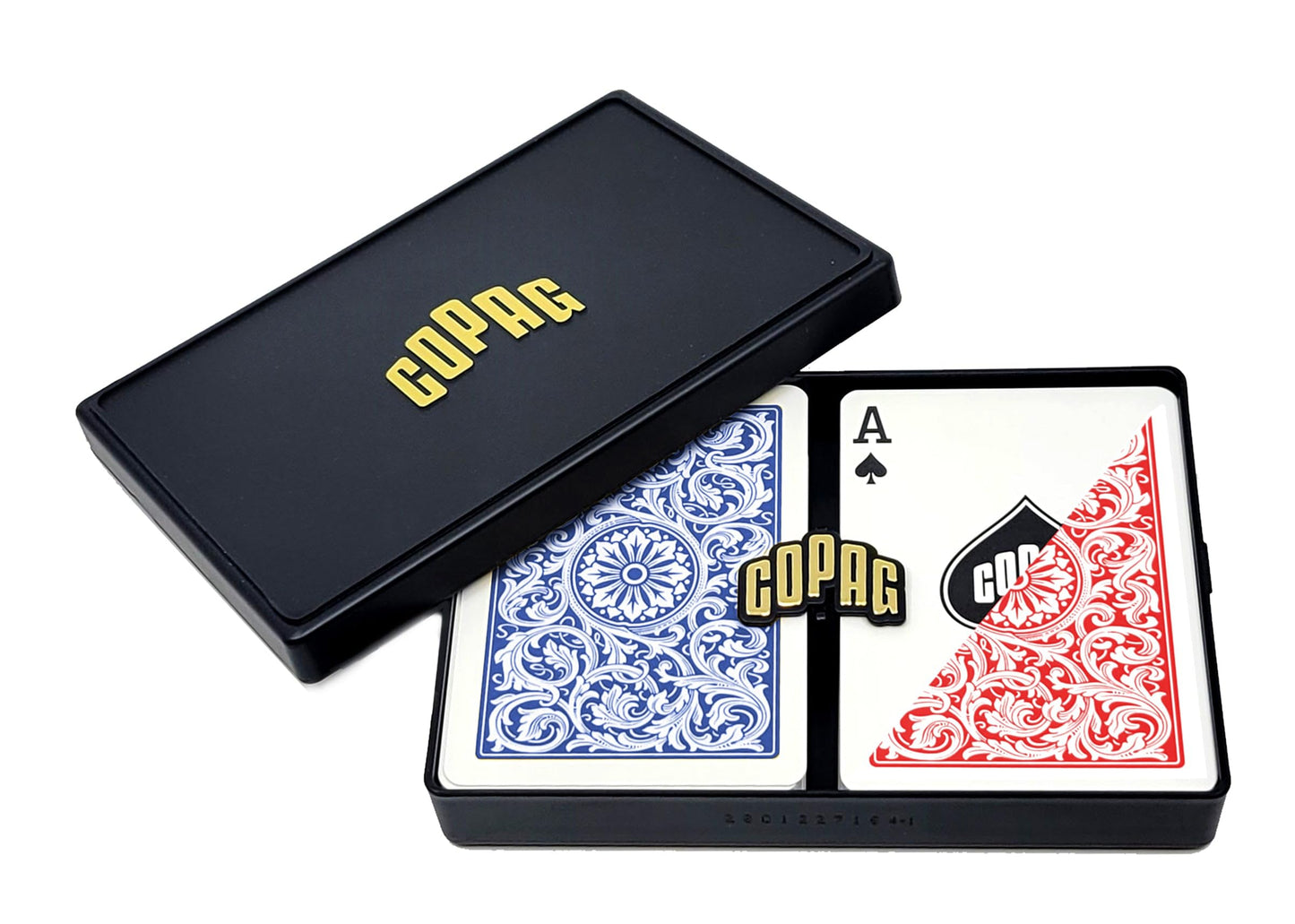Copag 1546 Design 100% Plastic Playing Cards – Poker Size, Regular Index (Red and Blue)
