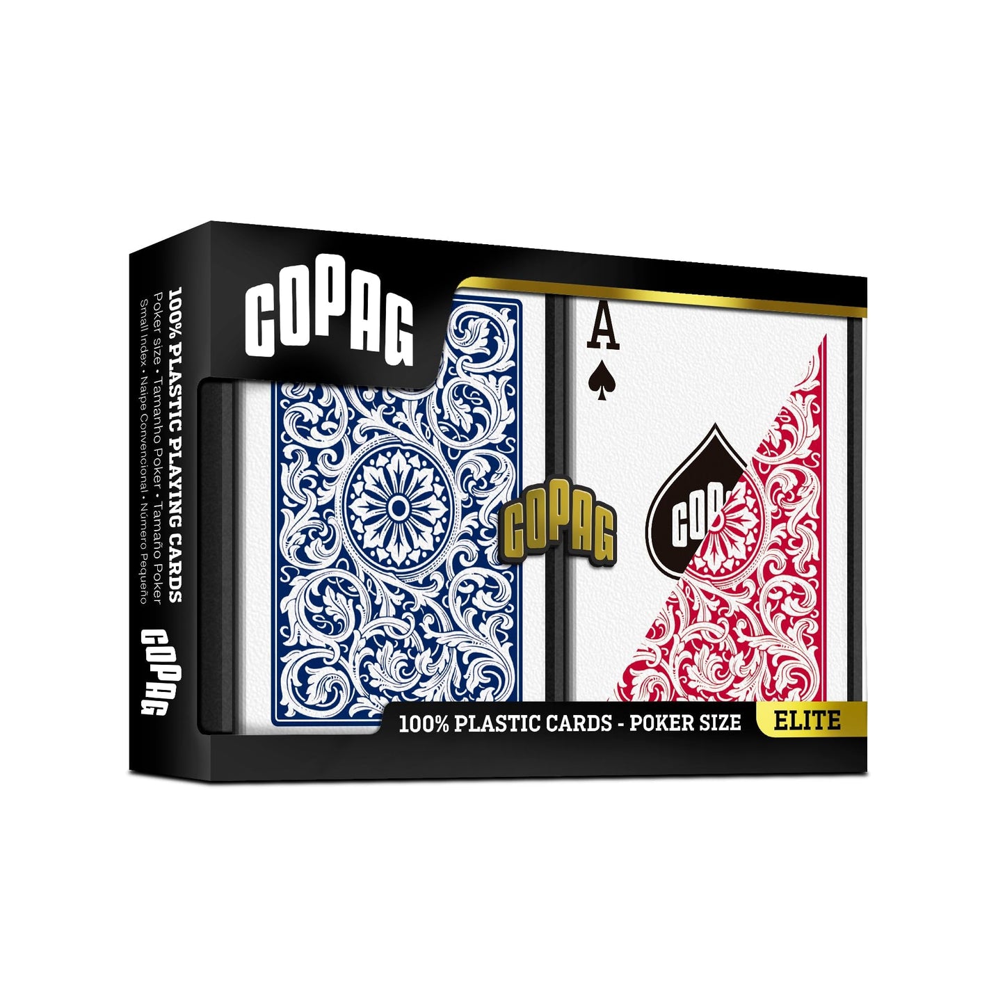Copag 1546 Design 100% Plastic Playing Cards – Poker Size, Regular Index (Red and Blue)