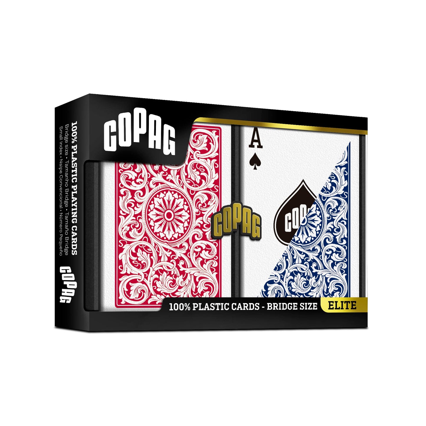 Copag 1546 Design 100% Plastic Playing Cards – Bridge Size Narrow, Red/Blue, Standard Index (6 Sets)