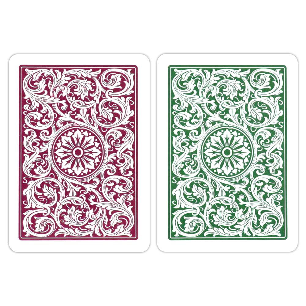 Copag 1546 Design 100% Plastic Playing Cards – Poker Size, Jumbo Index, Green/Burgundy (6 Sets)