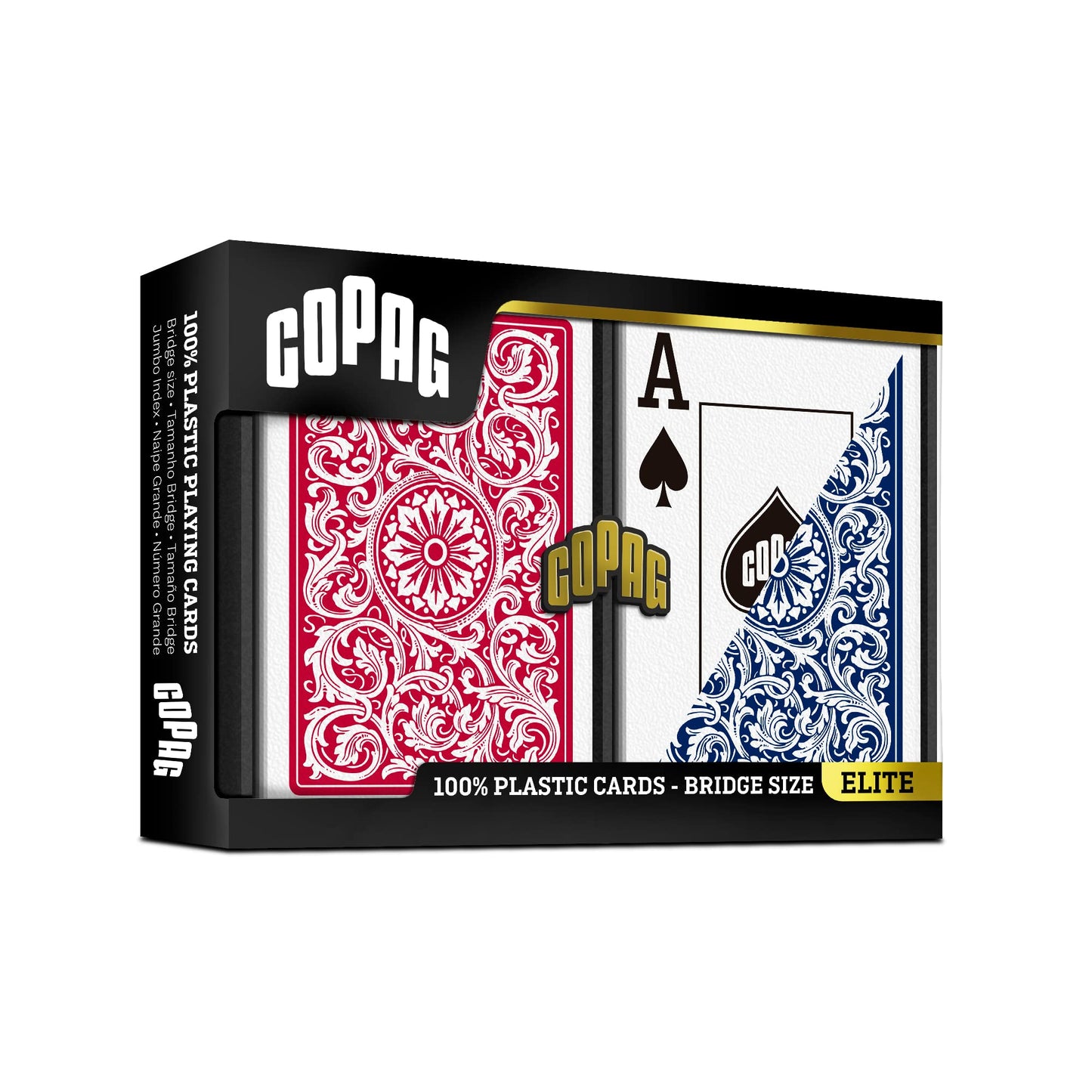 Copag 1546 Design 100% Plastic Playing Cards – Bridge Size (Narrow), Red/Blue, Jumbo Index (6 Sets)