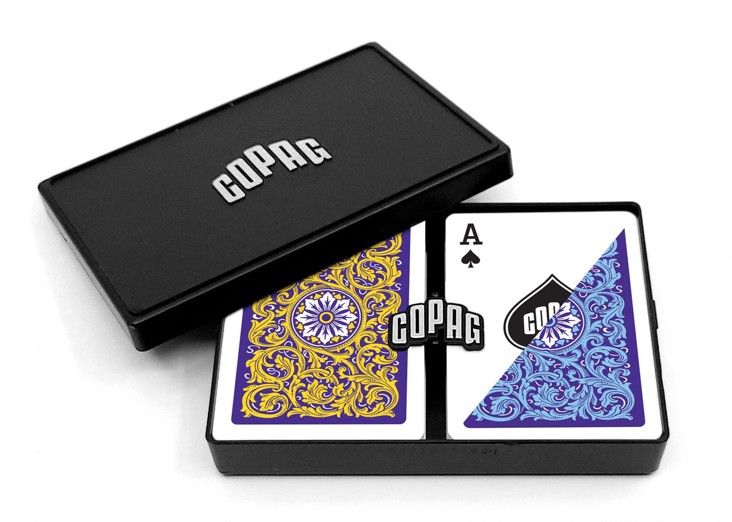 Copag 1546 Neoteric 100% Plastic Playing Cards – Poker Size, Regular Index, Violet/Yellow/Blue