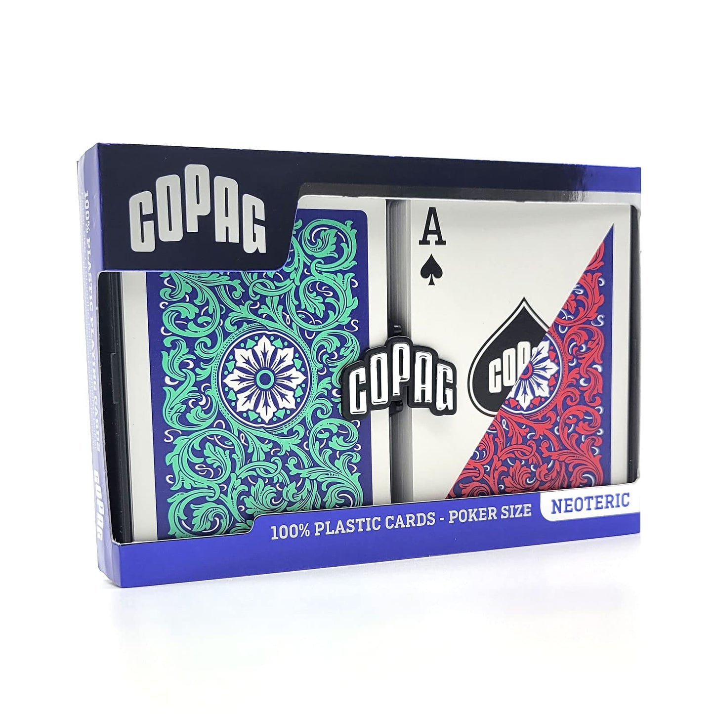 Copag 1546 Neoteric Design 100% Plastic Playing Cards – Poker Size, Regular Index, Green/Red