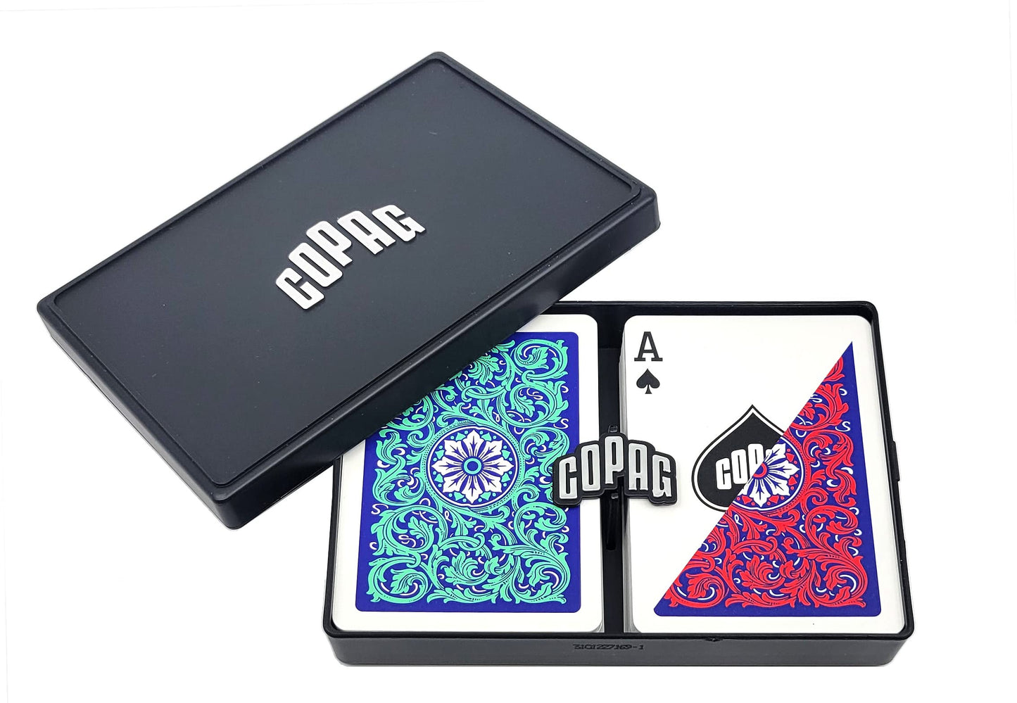Copag 1546 Neoteric Design 100% Plastic Playing Cards – Poker Size, Regular Index, Green/Red