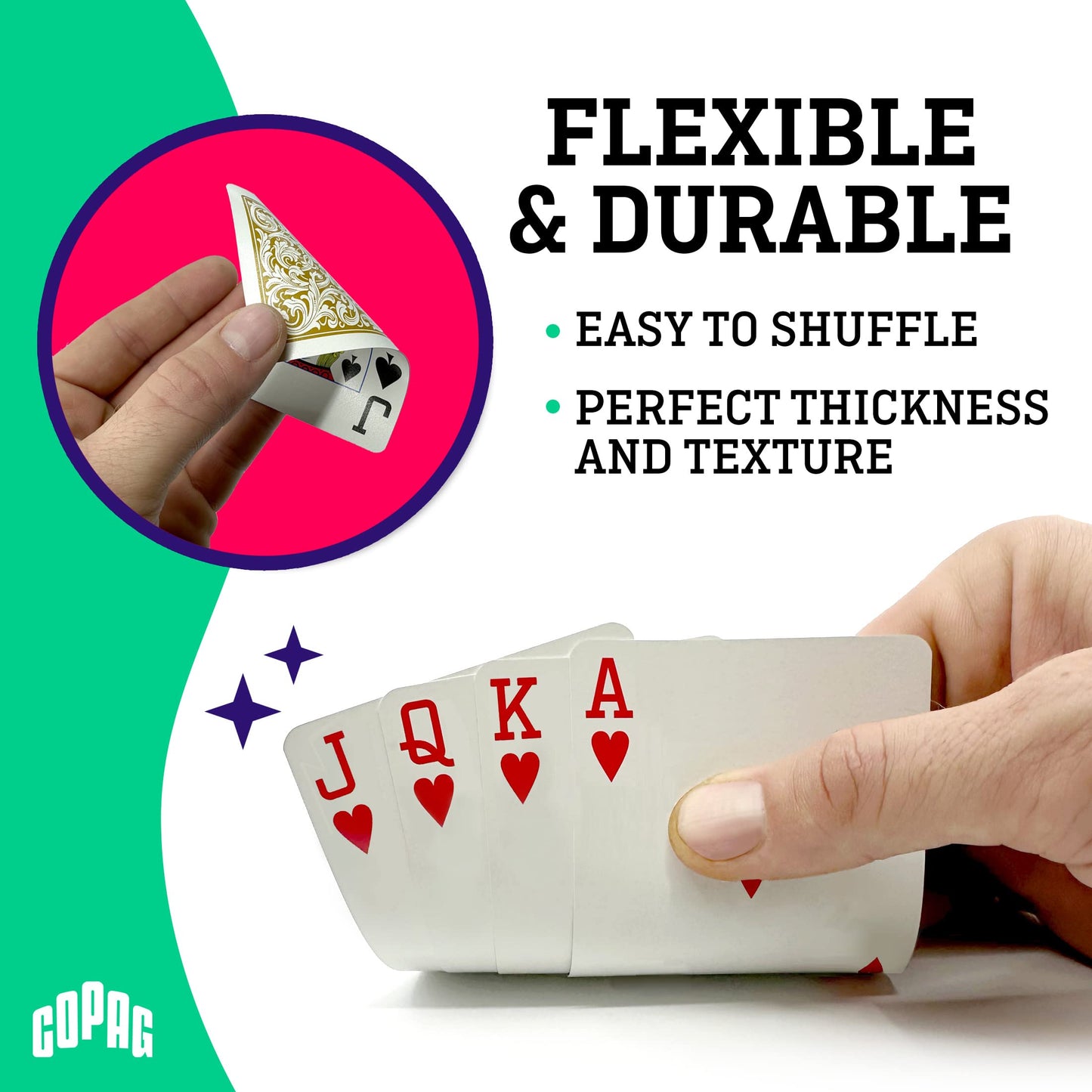 Copag 1546 Neoteric Design 100% Plastic Playing Cards – Poker Size, Regular Index, Green/Red