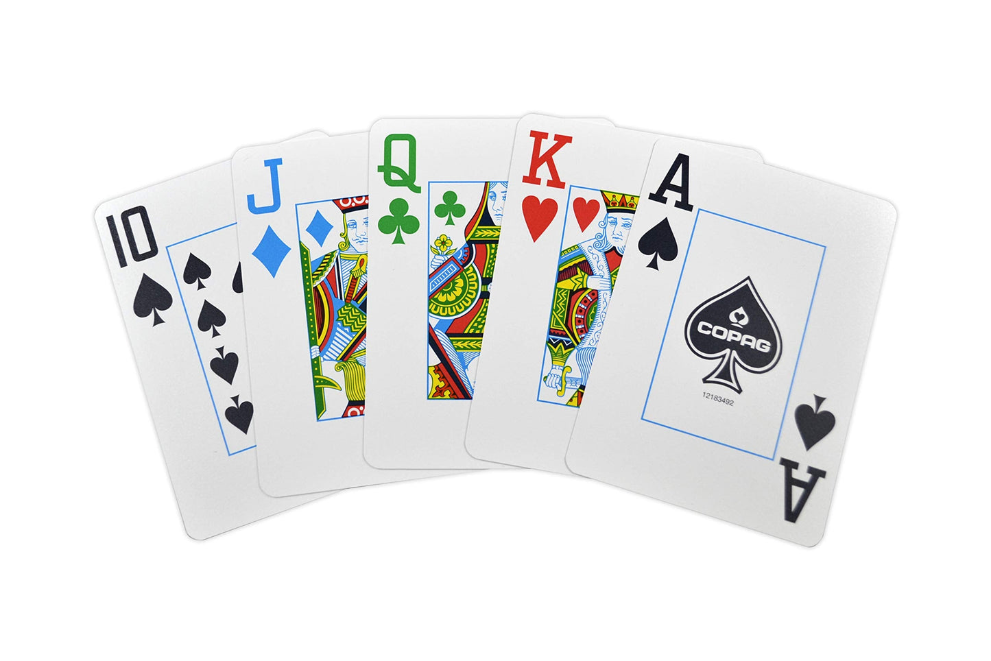 Copag 4-Color Legacy Design 100% Plastic Playing Cards - Bridge Size Jumbo Index - Red/Blue Double Deck