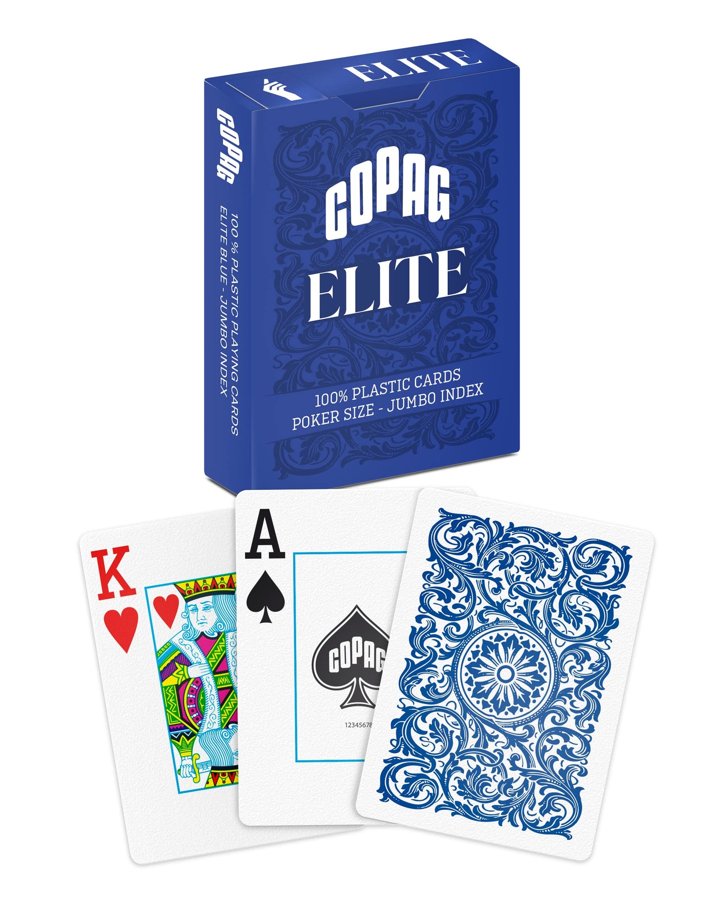 Copag Elite 100% Plastic Playing Cards – Poker Size, Jumbo Index, Blue