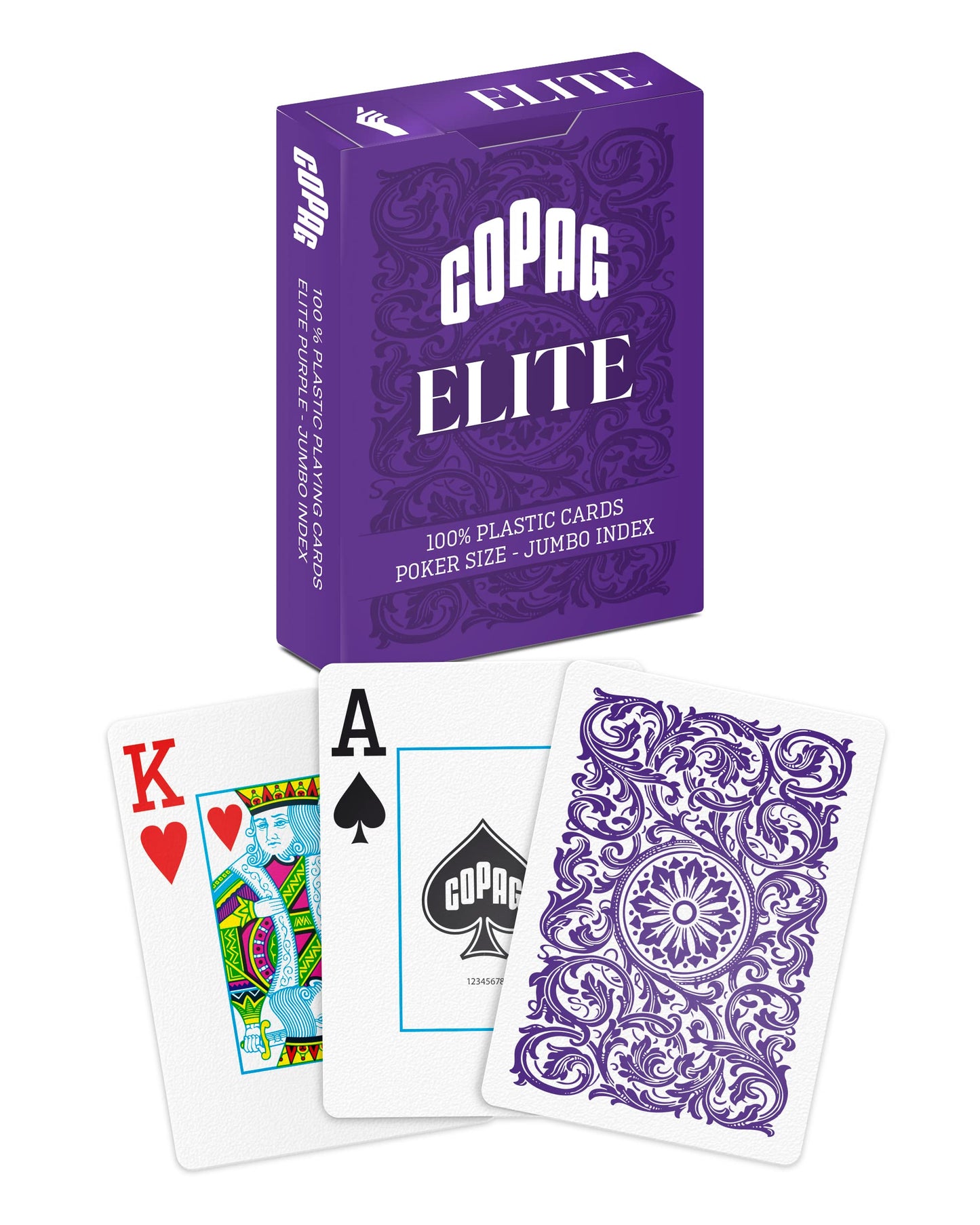 Copag Elite 100% Plastic Playing Cards – Poker Size, Purple Back (Jumbo Index)