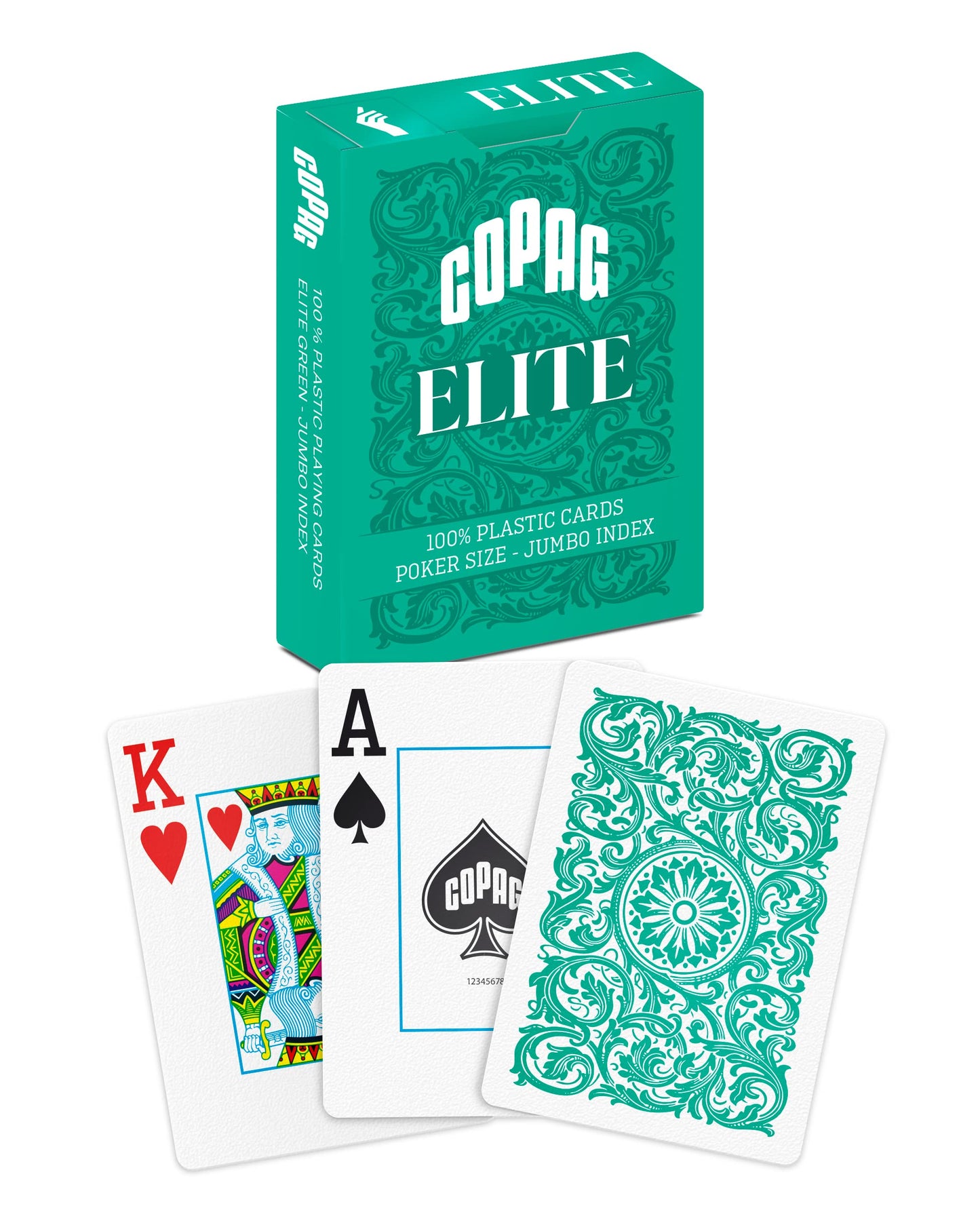 Copag Elite 100% Plastic Playing Cards – Poker Size, Jumbo Index, Green, Single Deck