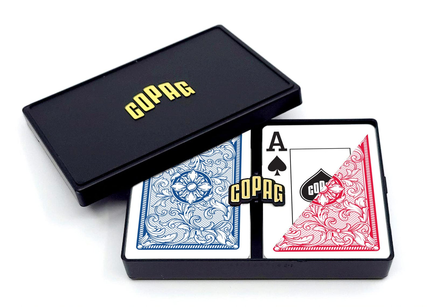 Copag Legacy Design 100% Plastic Playing Cards – Poker Size Jumbo Index Red/Blue Double Deck