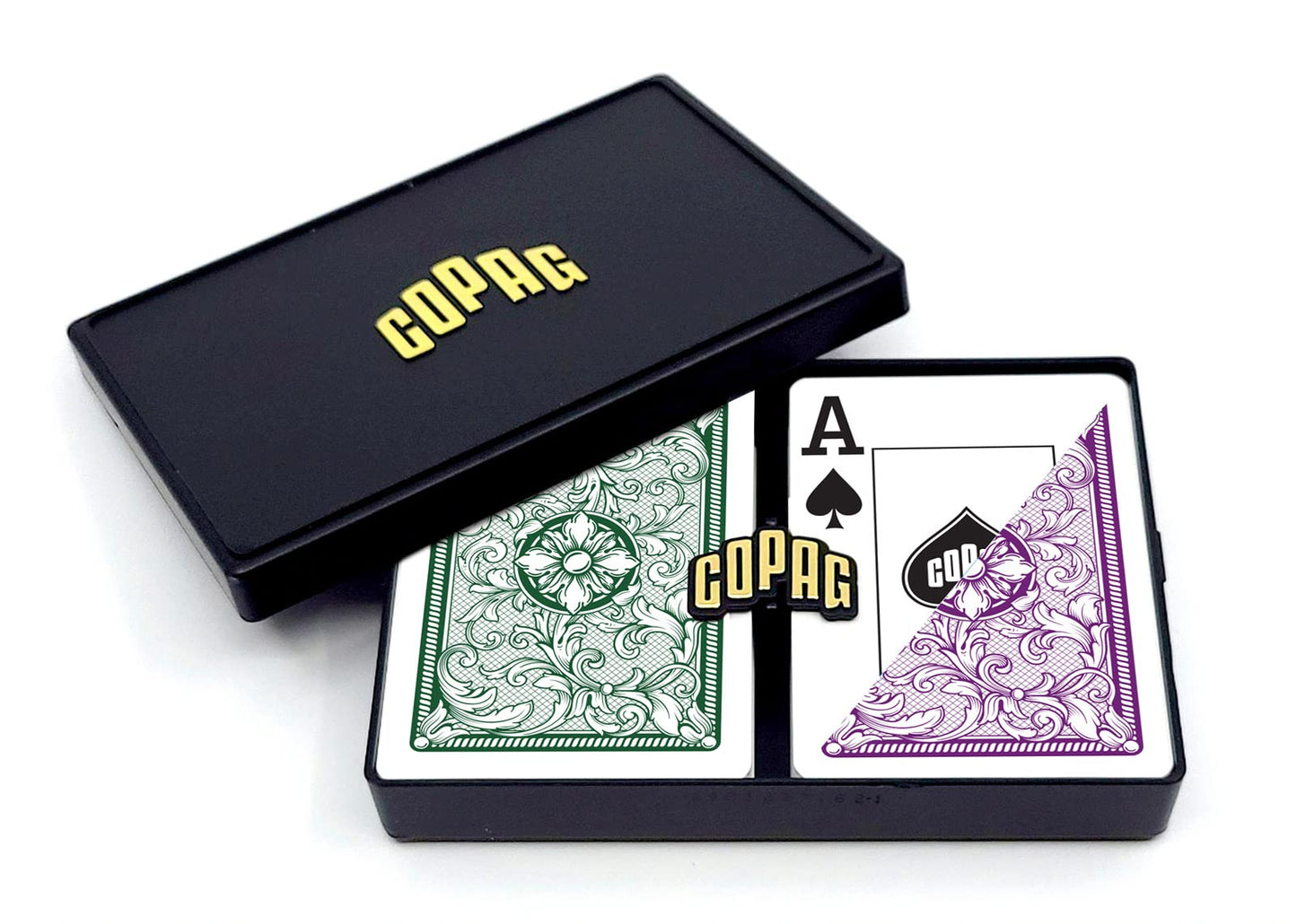 Copag Legacy 100% Plastic Playing Cards – Double Deck, Jumbo Index, Green/Purple