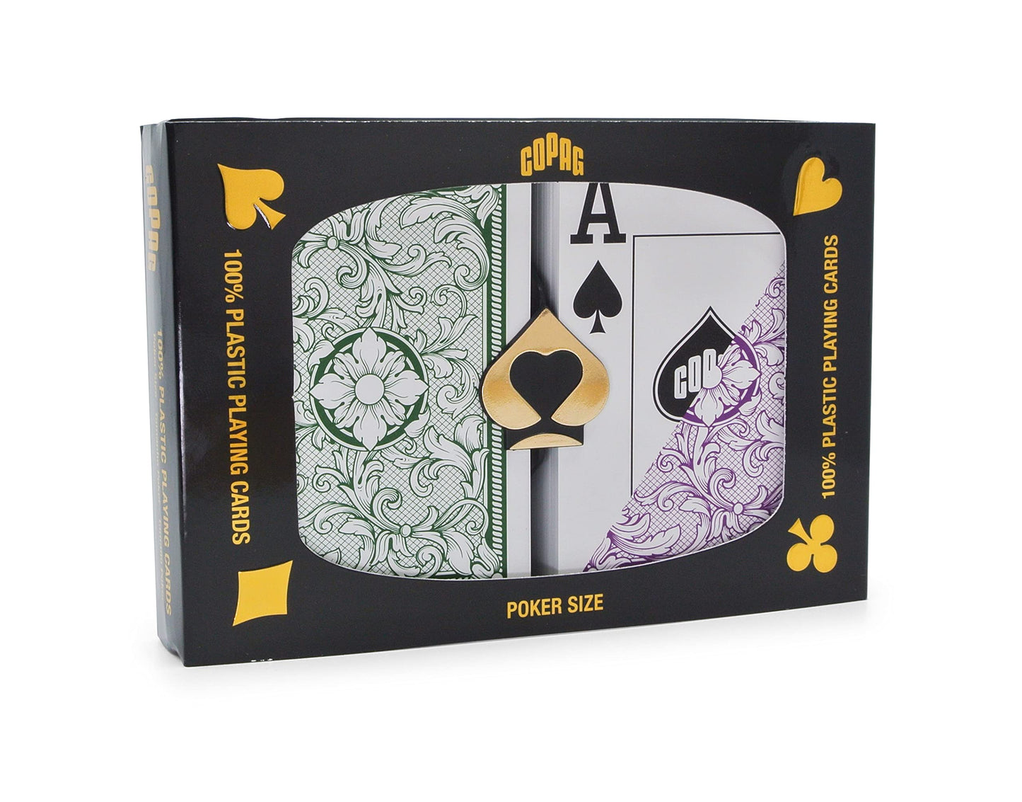 Copag Legacy 100% Plastic Playing Cards – Double Deck, Jumbo Index, Green/Purple