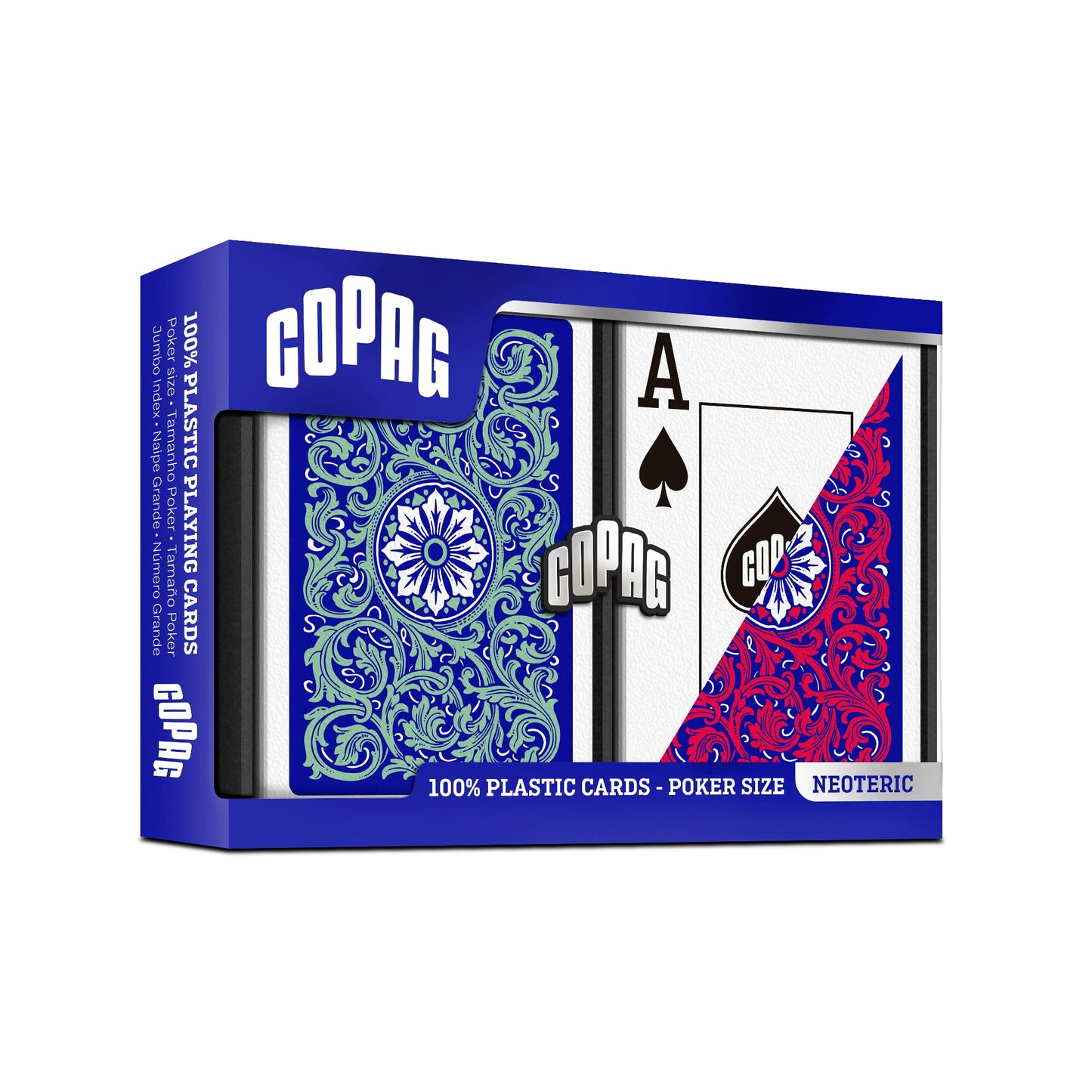 Copag 1546 Neoteric Design 100% Plastic Playing Cards – Poker Size, Green/Red, Jumbo Index (1 Set)