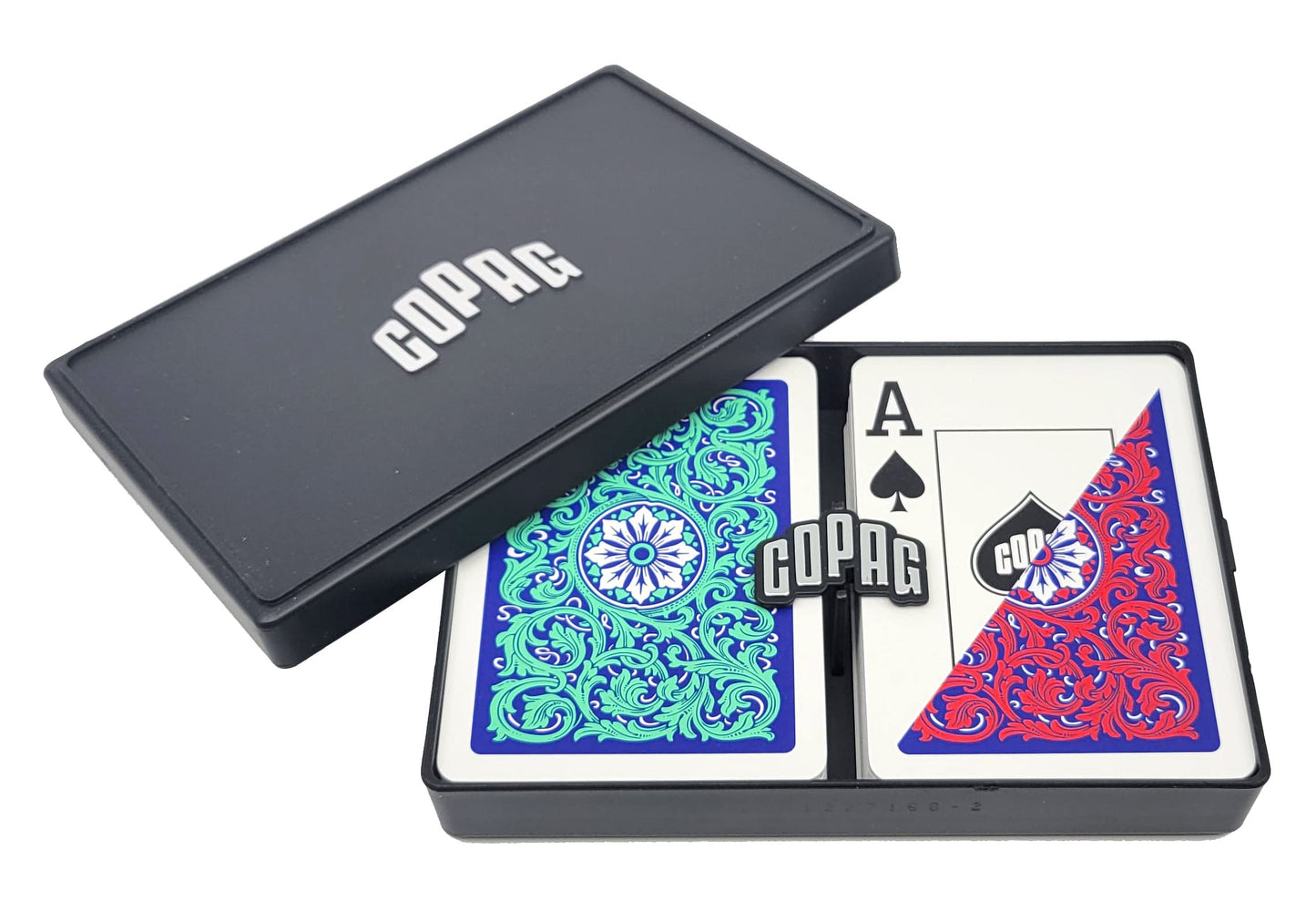 Copag 1546 Neoteric Design 100% Plastic Playing Cards – Poker Size, Green/Red, Jumbo Index (1 Set)