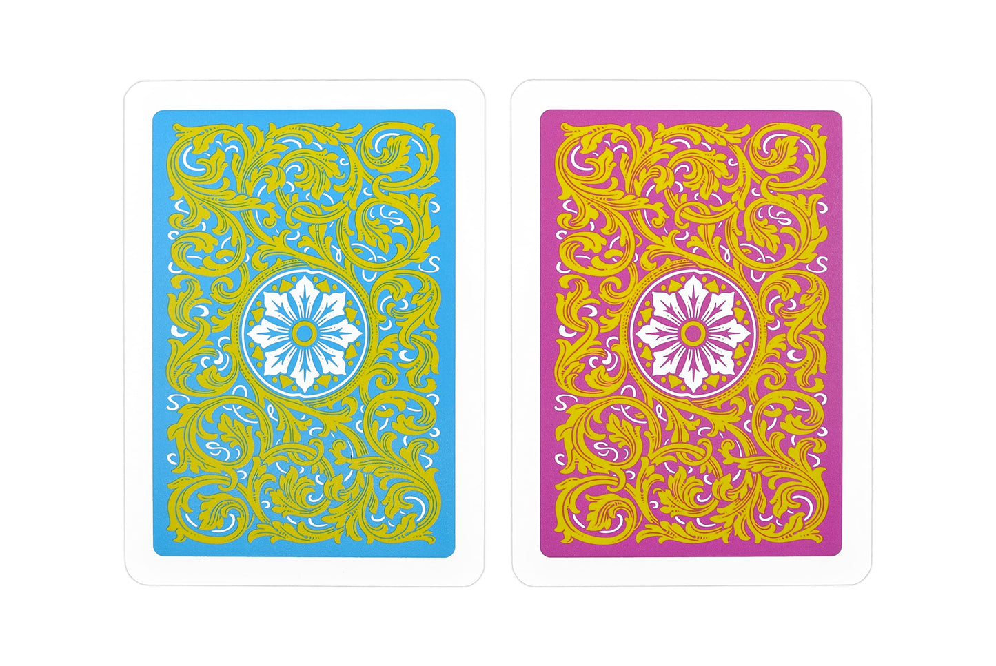 Copag 1546 Neoteric Design 100% Plastic Playing Cards – Poker Size, Yellow/Pink/Blue Double Deck (Jumbo Index)