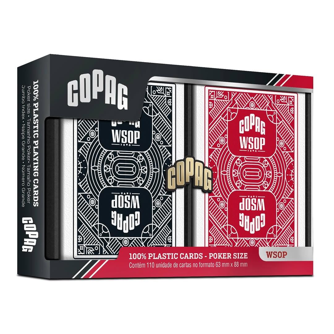 Copag WSOP 100% Plastic Playing Cards - Double Deck Poker Set | Standard Size, Jumbo Index