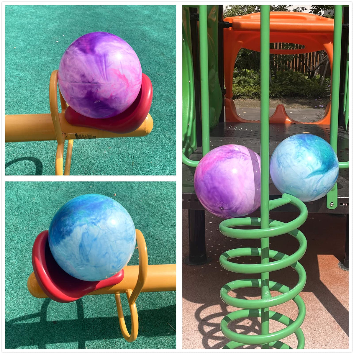 CORECISE Marbleized Bouncy Balls – Set of 2 Large 12.5-Inch Inflatable Balls with Hand Pump & 2 Spare Needles