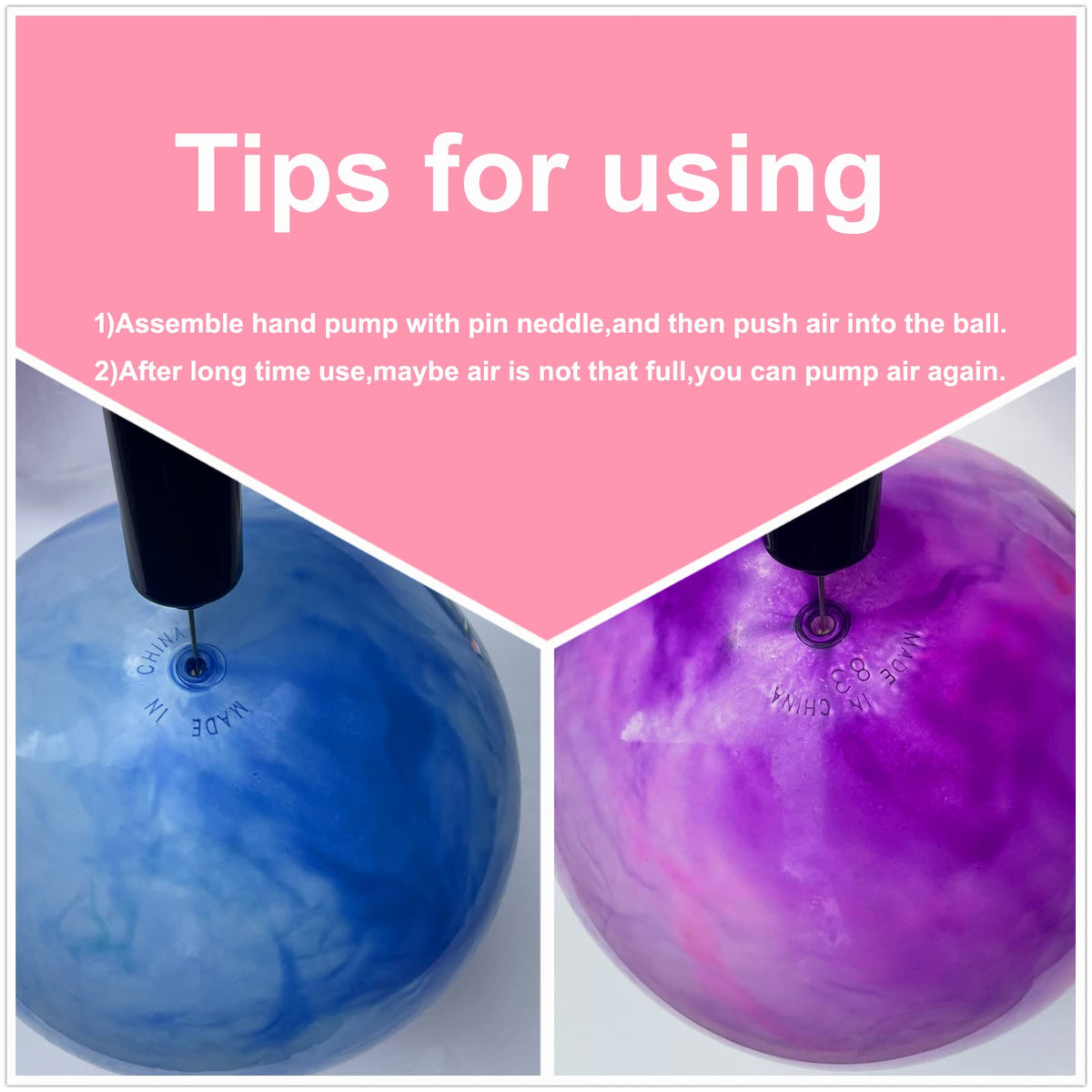 CORECISE Marbleized Bouncy Balls – Set of 2 Large 12.5-Inch Inflatable Balls with Hand Pump & 2 Spare Needles