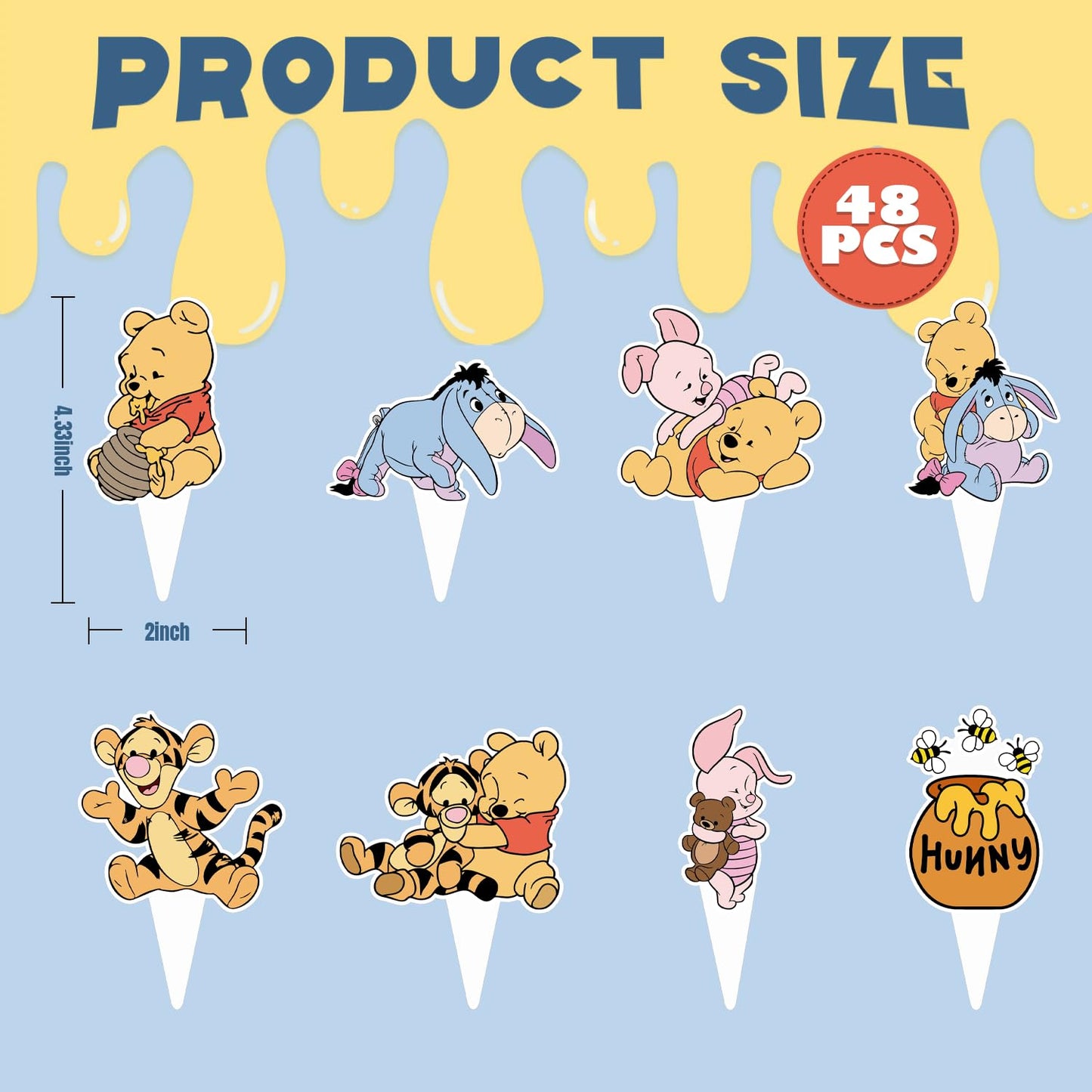 CORODER 48CS Cute Bear Cupcake Toppers – 48-Pack for Birthday & Baby Shower