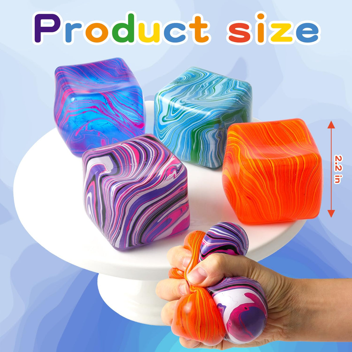 CORODER 2.2'' Stress Cube Ball — Squishy Fidget Toy for Focus and Calm (Purple)
