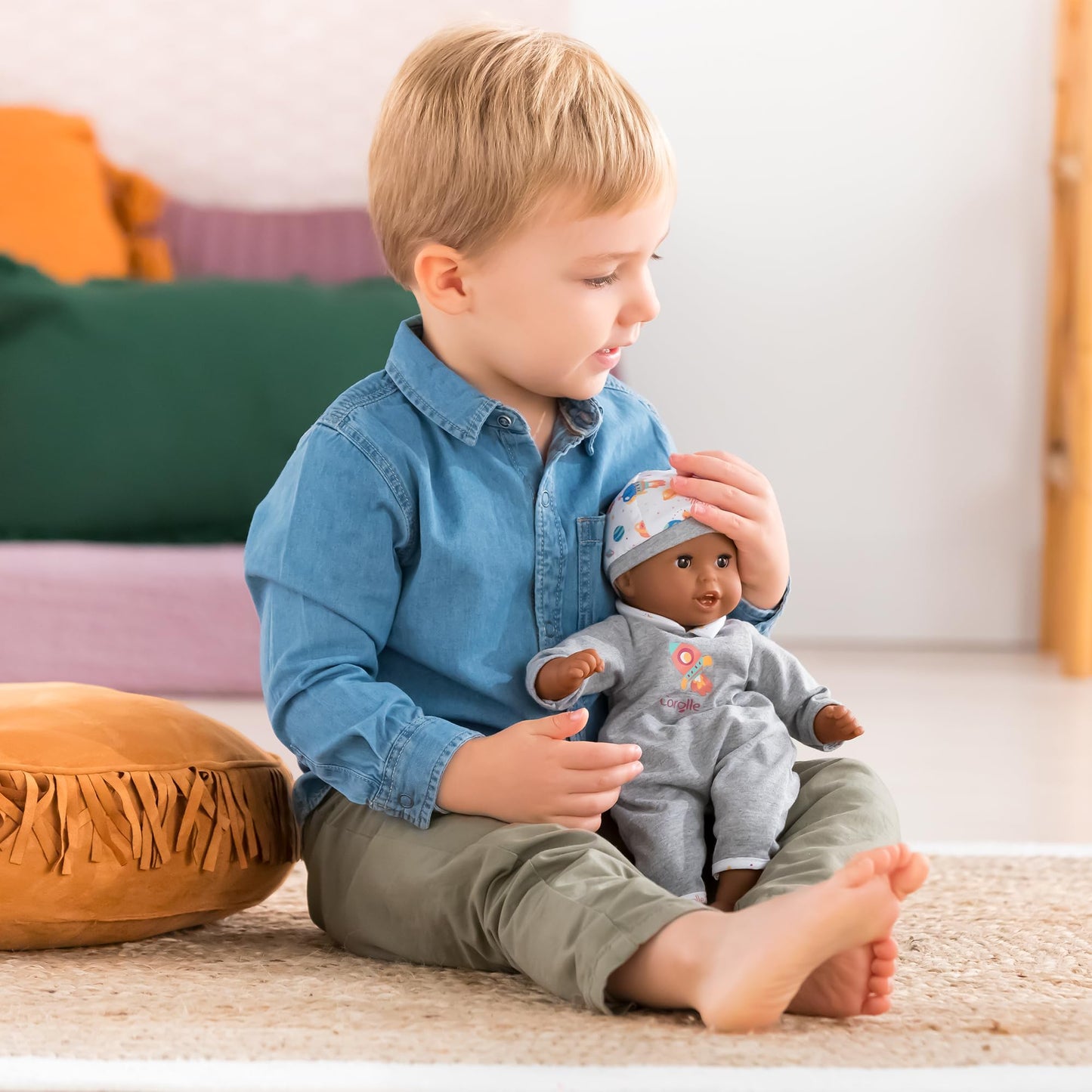 Corolle Bebe Calin Marius - 12-Inch Vanilla-Scented Baby Doll with Sleeping Eyes for Ages 18 Months+
