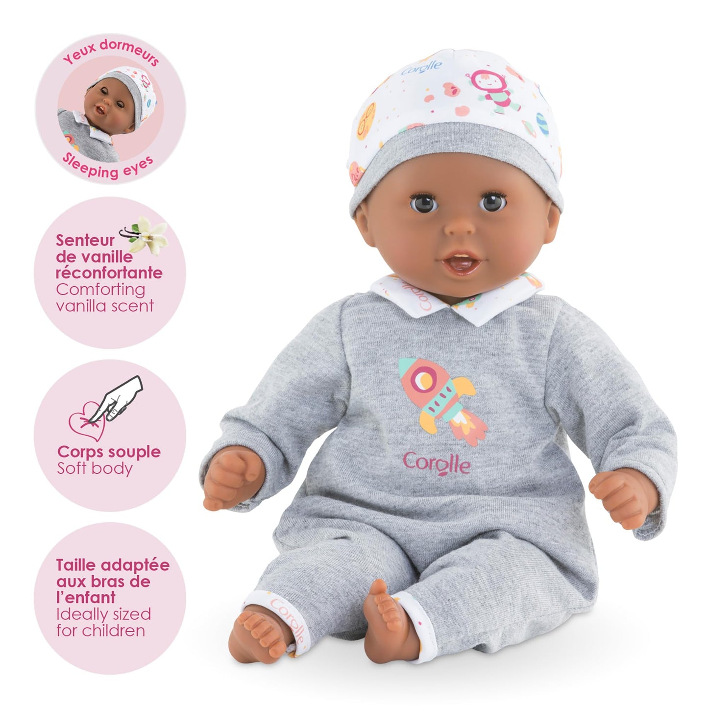 Corolle Bebe Calin Marius - 12-Inch Vanilla-Scented Baby Doll with Sleeping Eyes for Ages 18 Months+