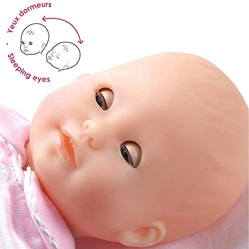 Corolle Bebe Calin Charming Pastel 12in Baby Doll – Vanilla Scent, Sleeping Eyes, Pink Pajama (18m+)