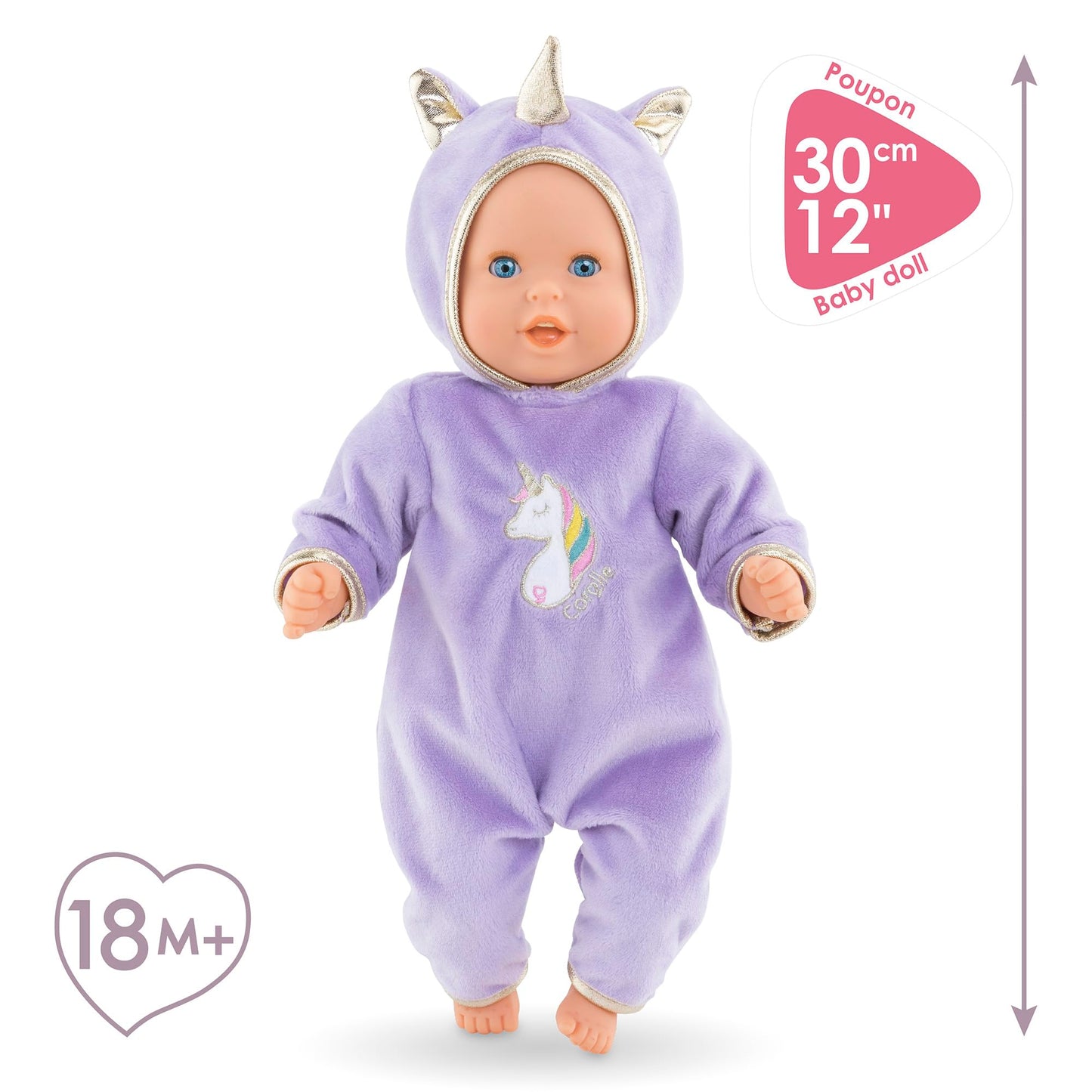 Corolle Bebe Calin Unicorn 12-inch Soft Body Doll - Vanilla Scent, Sleeping Eyes