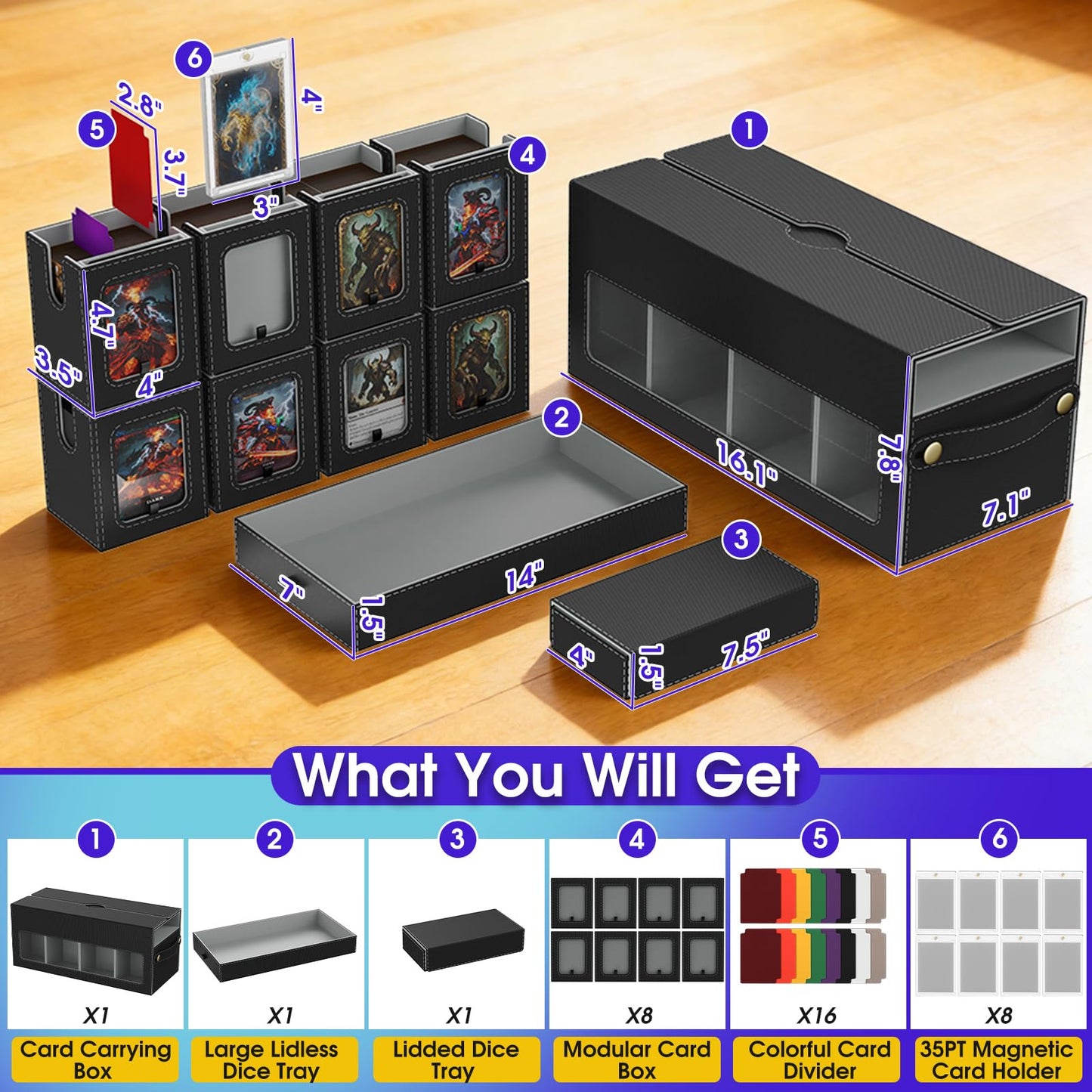 Cortile Commander Deck Box – 10-in-1 MTG Case with 8 Modular Deck Boxes & 2 Dice Trays