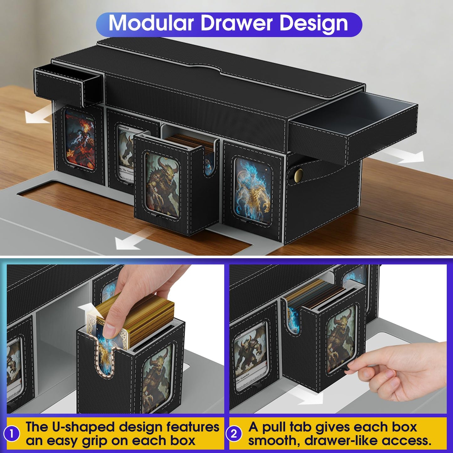 Cortile Commander Deck Box – 10-in-1 MTG Case with 8 Modular Deck Boxes & 2 Dice Trays