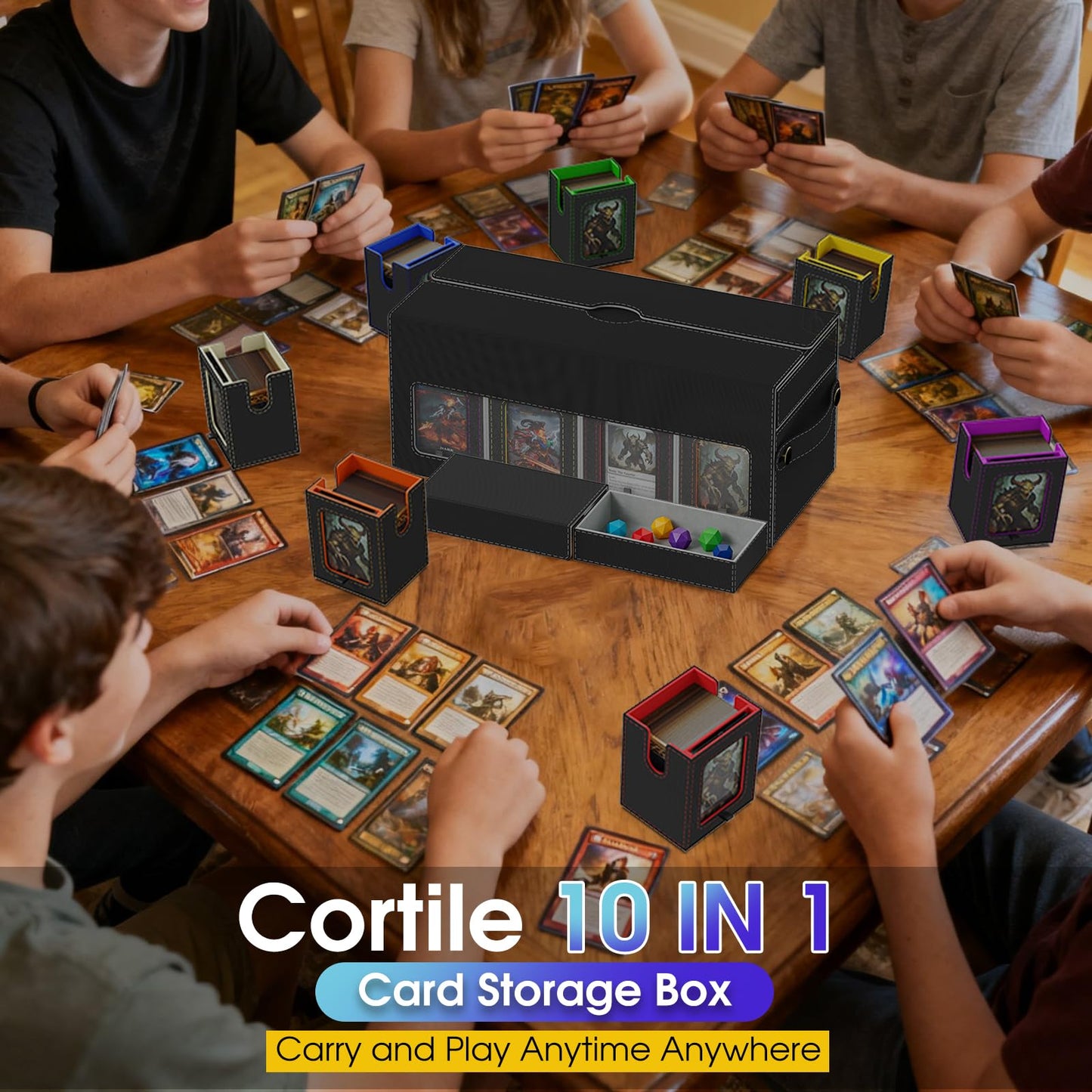 Cortile MTG Deck Box with 8-Deck Modular Case, Playmat Storage & Dice Tray – 1040+ Cards